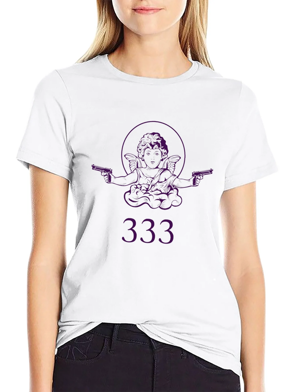 Angel with Guns Graphic Black T-Shirt - Edgy Streetwear product image 7