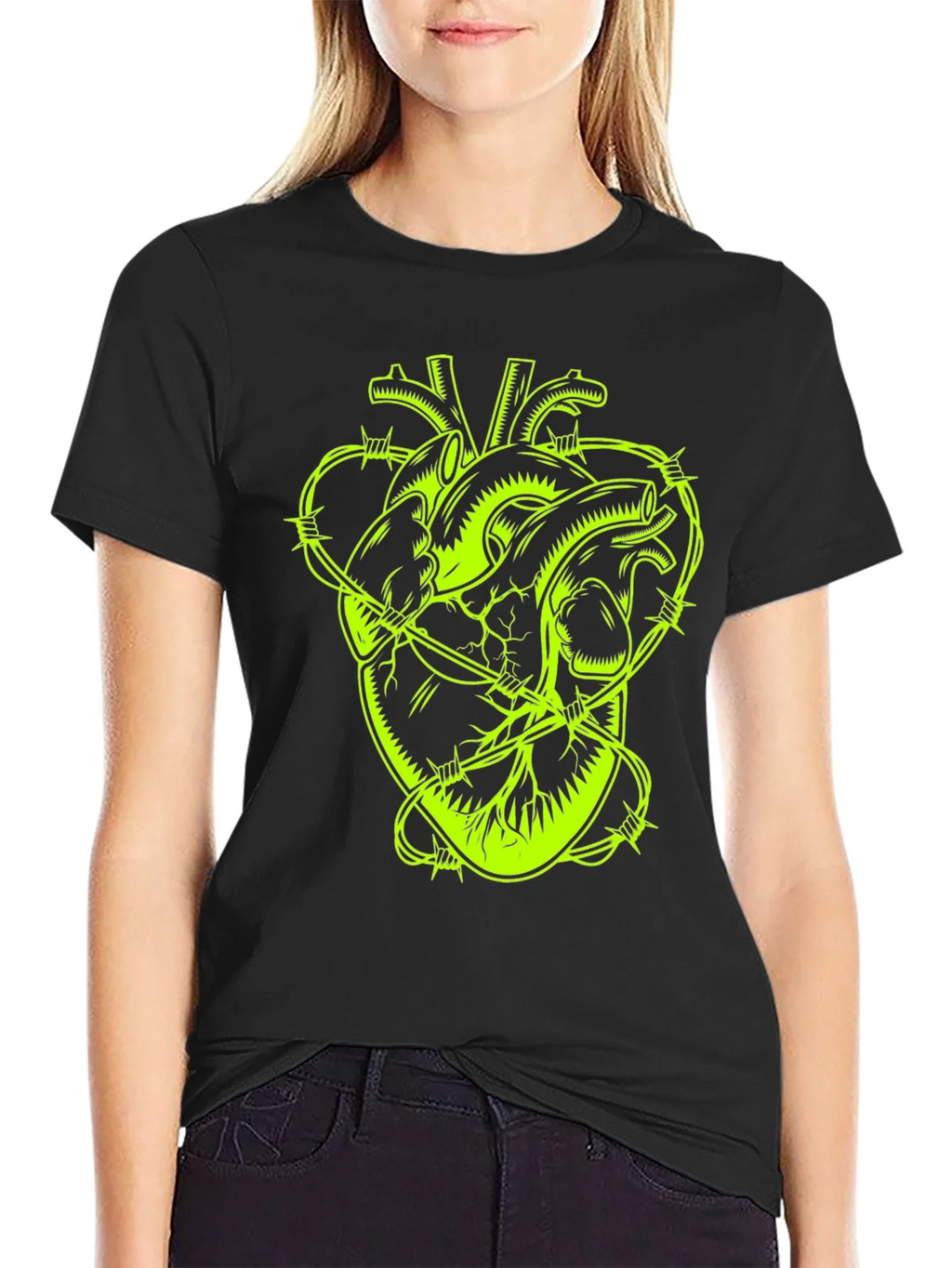 Barbed Wire Heart Graphic Tee - Black product image 2