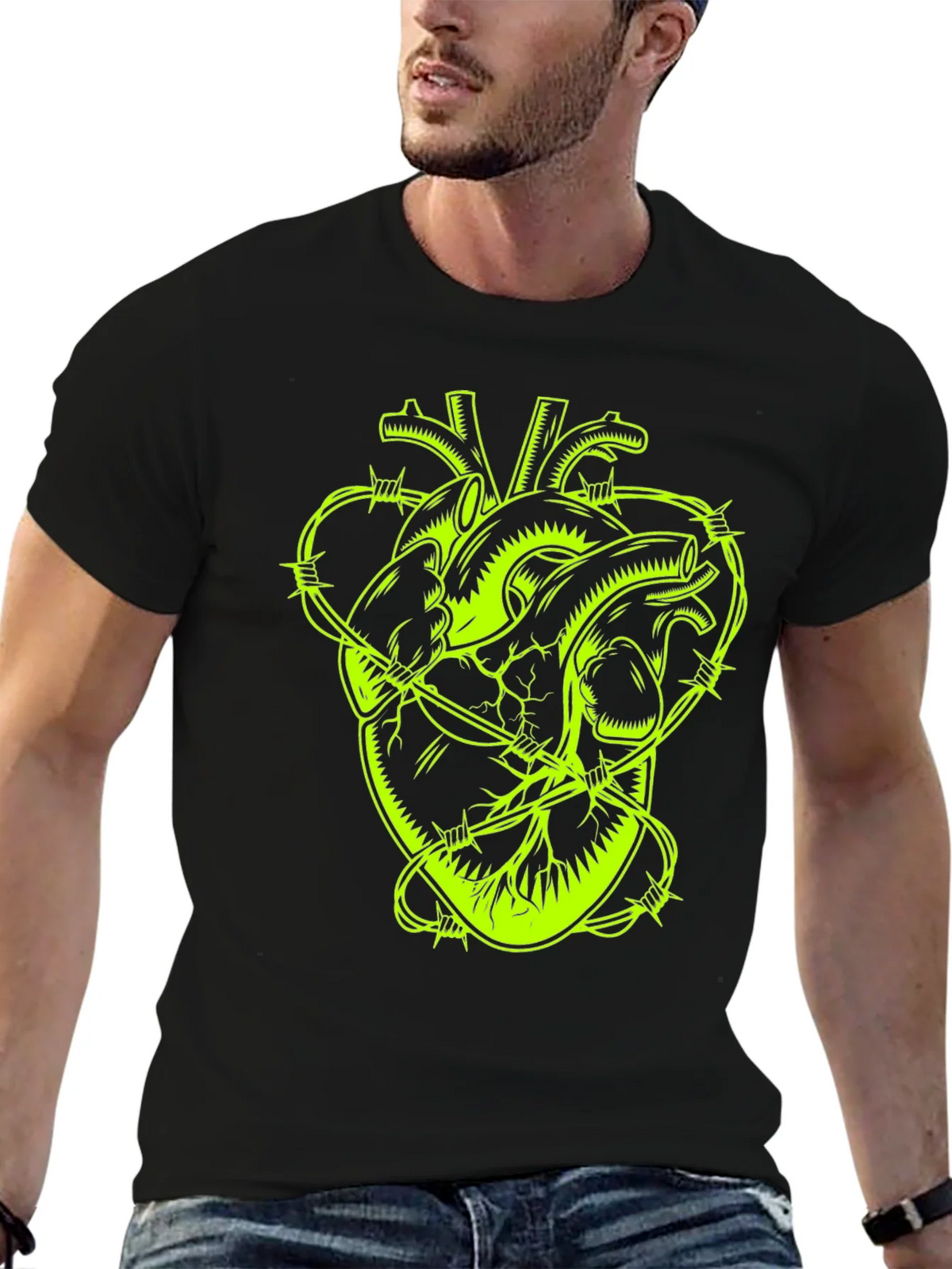 Barbed Wire Heart Graphic Tee - Black product image 6