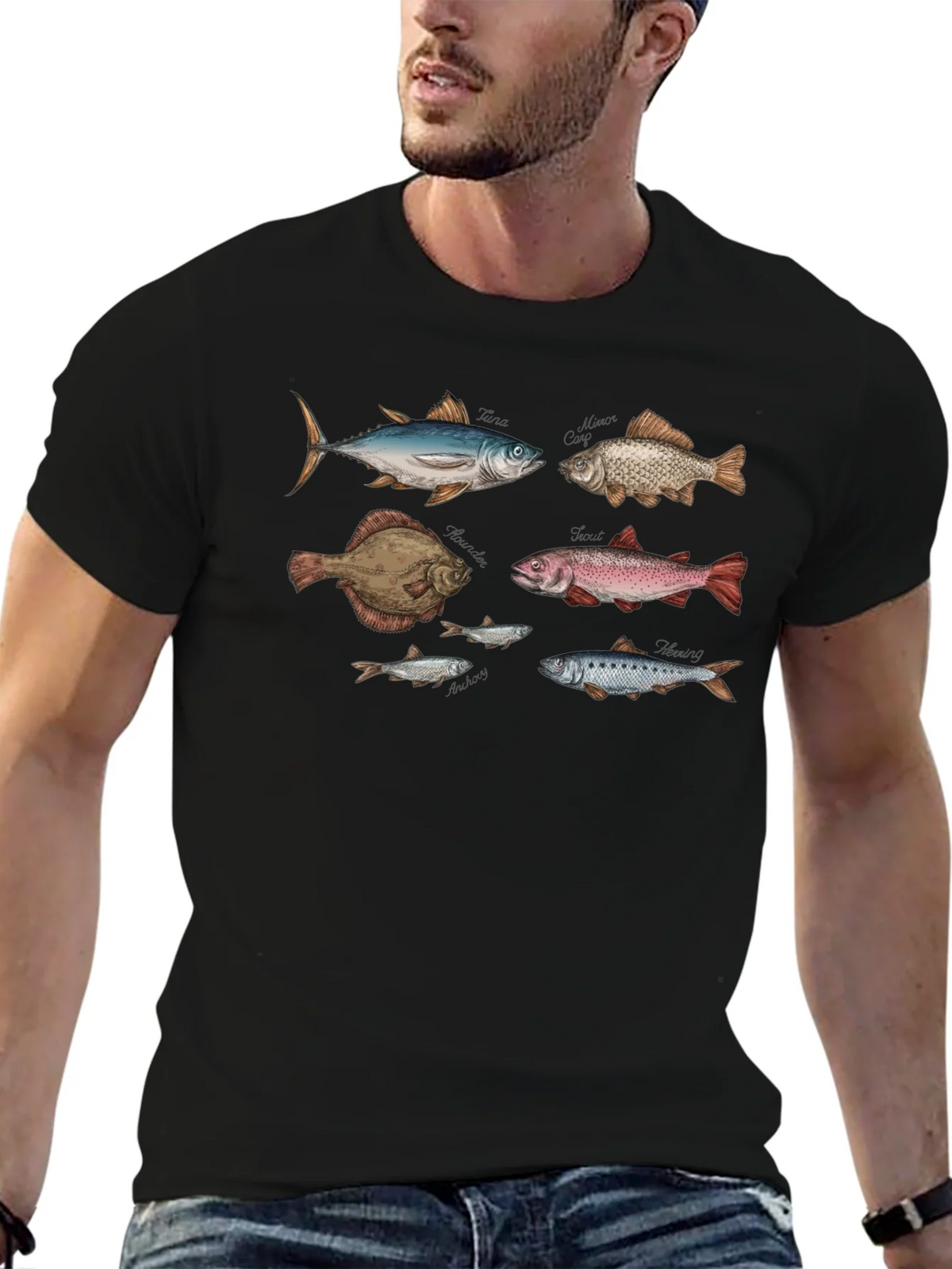 Fish Print Black T-Shirt product image 5
