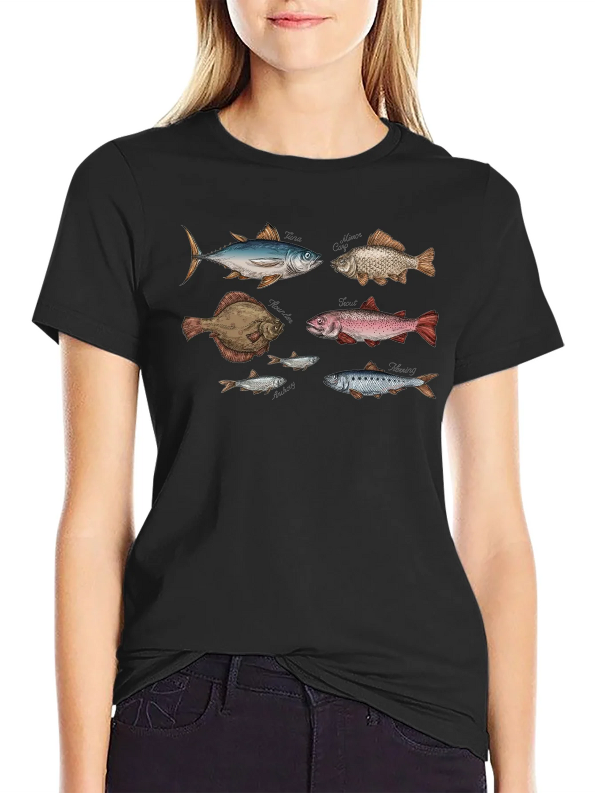 Fish Print Black T-Shirt product image 2