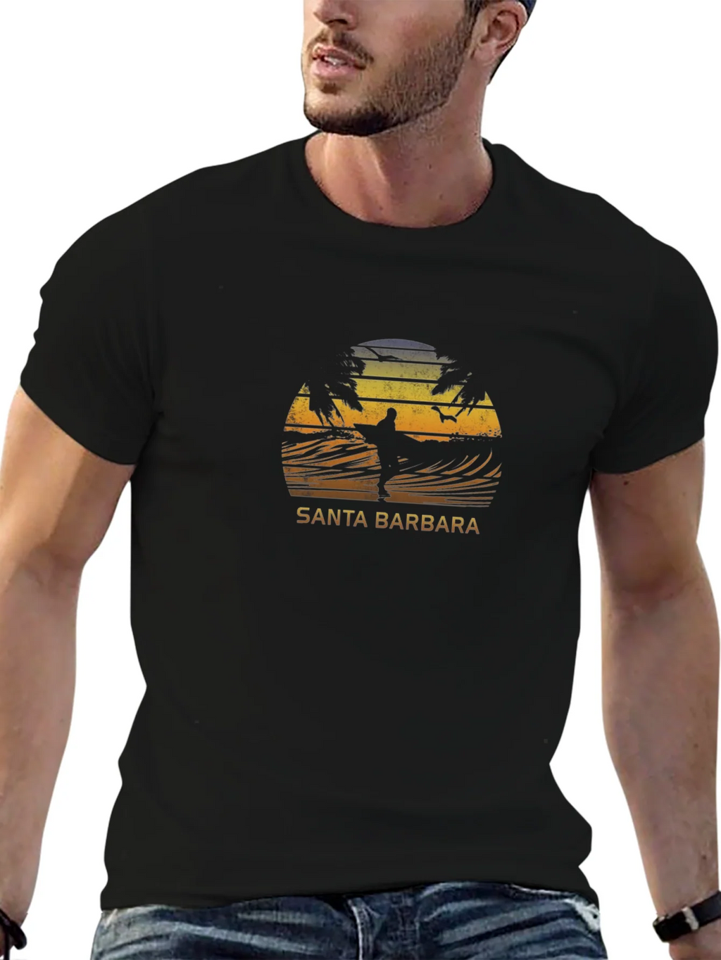 Santa Barbara Surfer Graphic T-Shirt product image 5