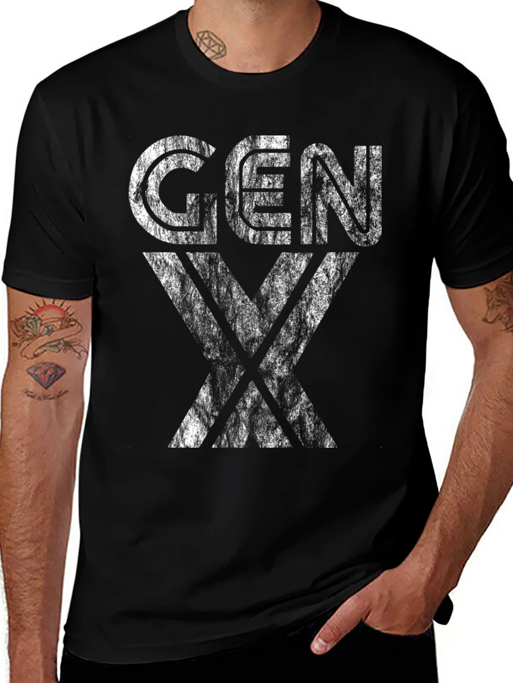 Gen X Distressed Graphic T-Shirt - Black product image 1