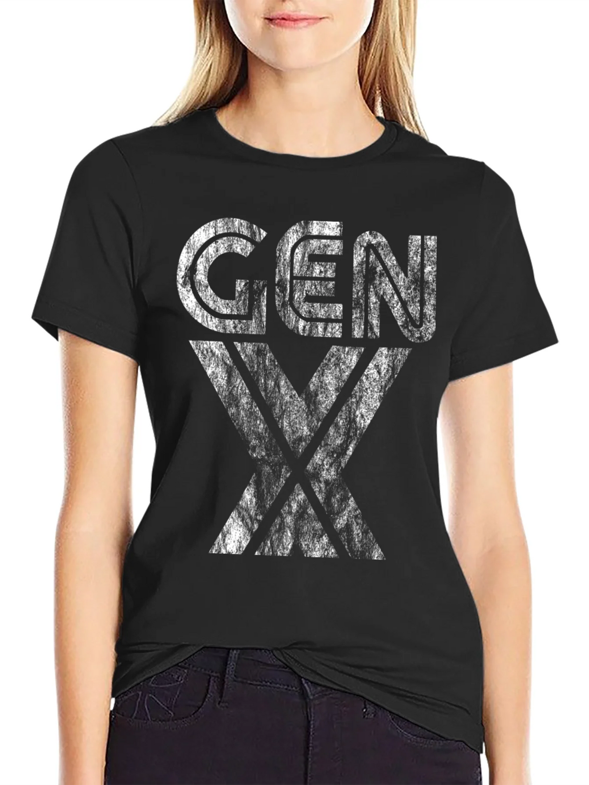 Gen X Distressed Graphic T-Shirt - Black product image 2