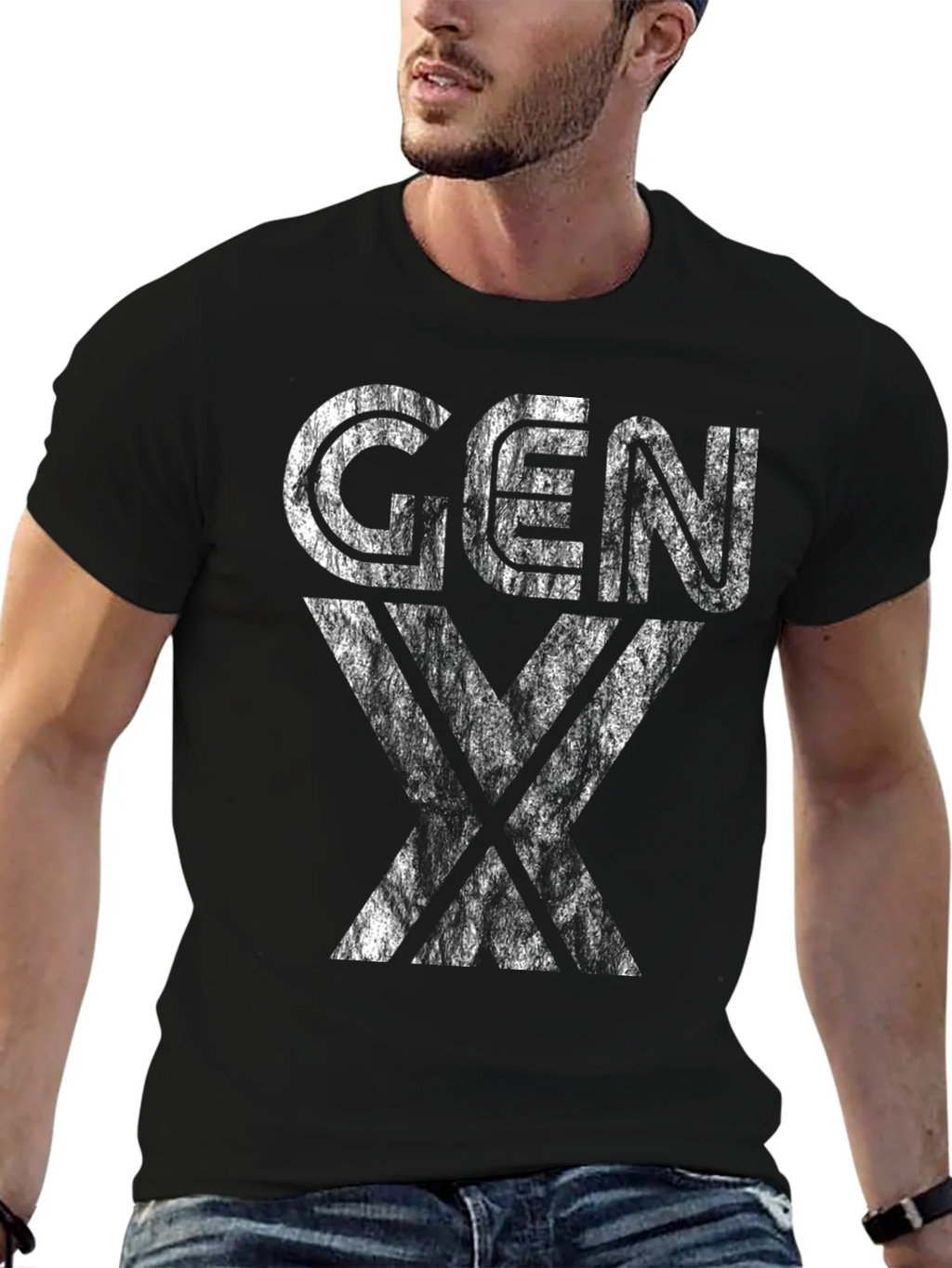 Gen X Distressed Graphic T-Shirt - Black product image 6
