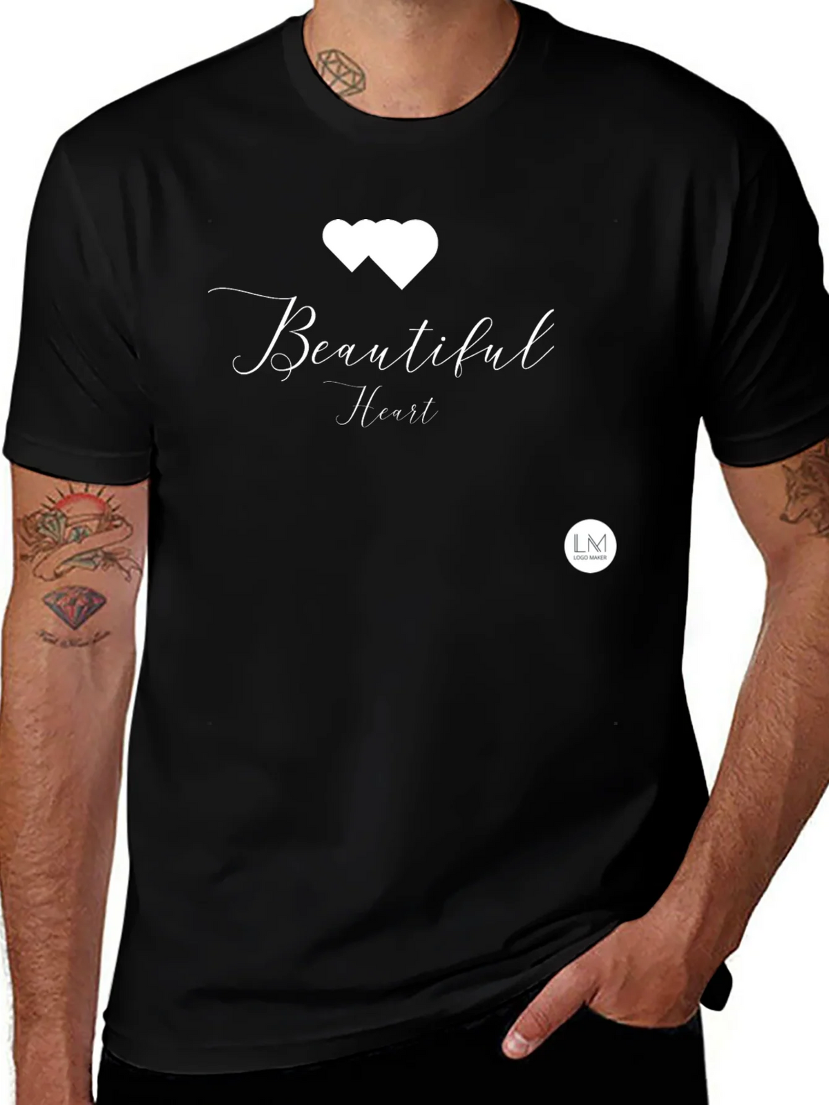 Beautiful Heart Black Tee - Stylish Graphic Print T-Shirt product image 1