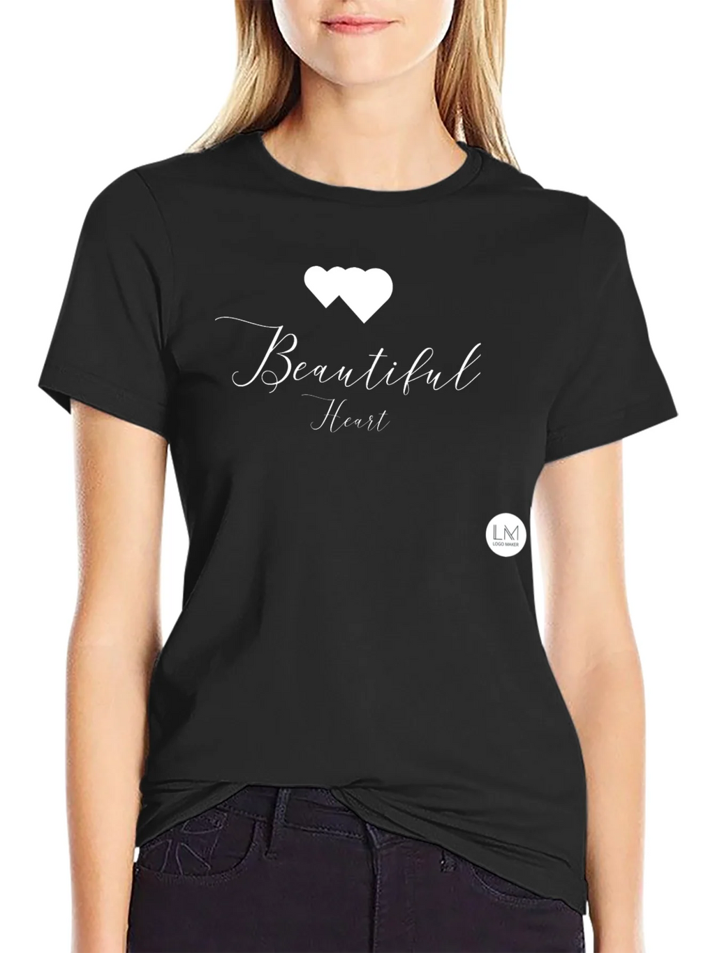 Beautiful Heart Black Tee - Stylish Graphic Print T-Shirt product image 2