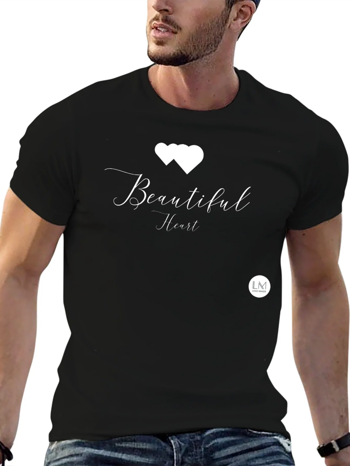 Beautiful Heart Black Tee - Stylish Graphic Print T-Shirt product image 6