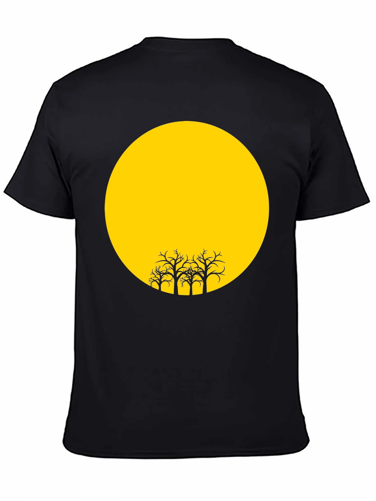 Black T-Shirt with Yellow Moon and Silhouetted Trees product image 4