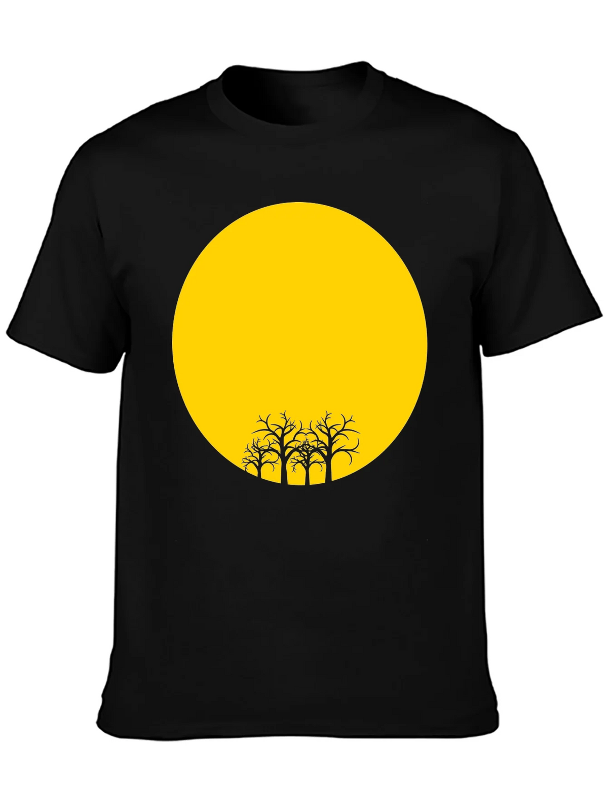 Black T-Shirt with Yellow Moon and Silhouetted Trees product image 3