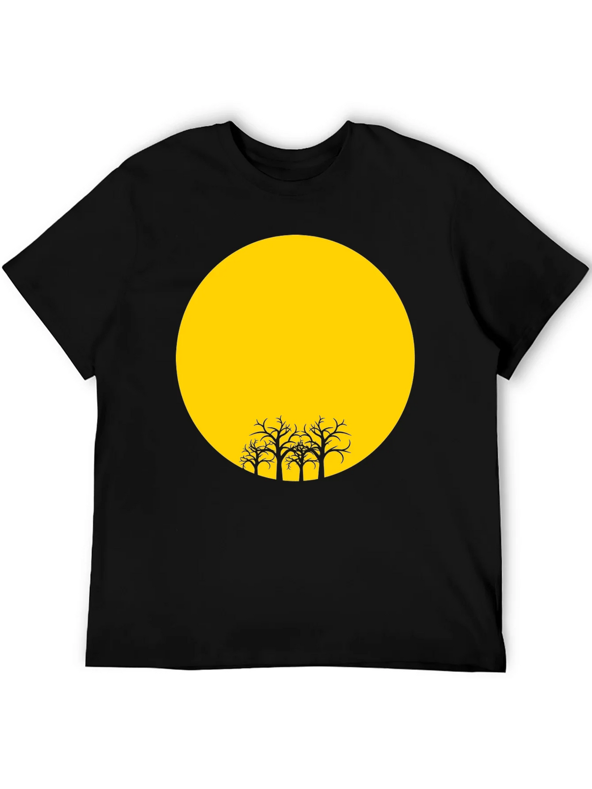 Black T-Shirt with Yellow Moon and Silhouetted Trees product image 5