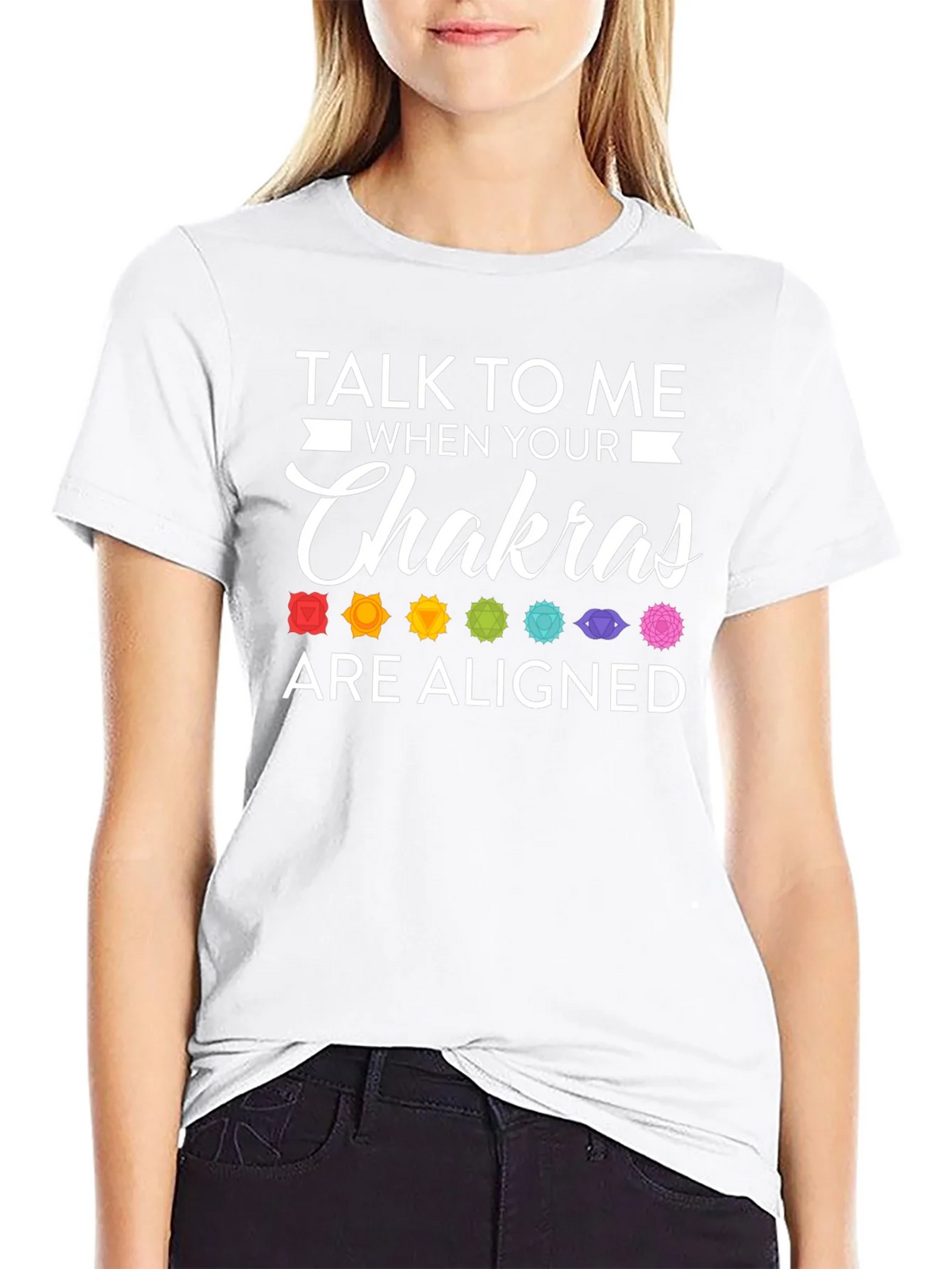 Aligned Chakras Graphic T-Shirt Black Cotton Blend product image 8