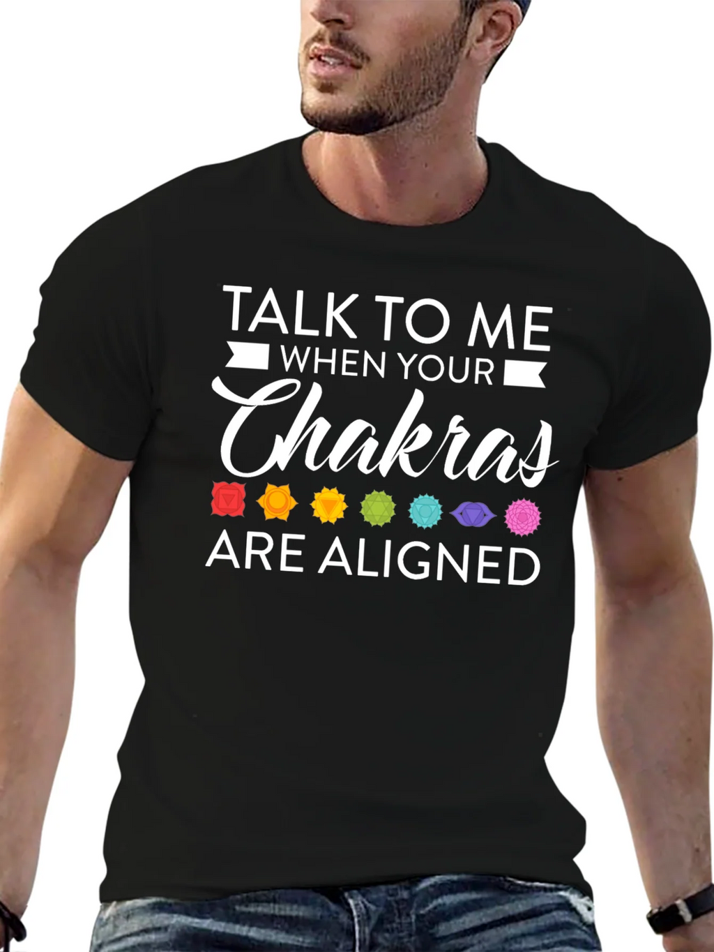 Aligned Chakras Graphic T-Shirt Black Cotton Blend product image 6