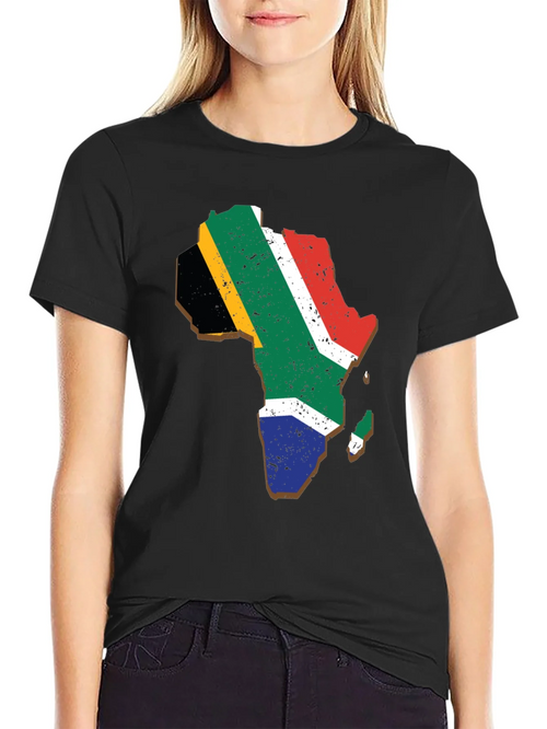 Africa Map Flag T-Shirt - Black Graphic Tee product image 2