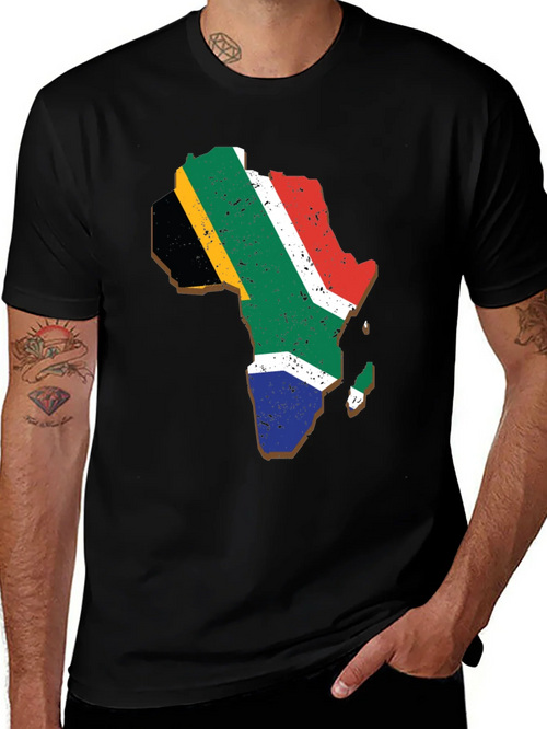 Africa Map Flag T-Shirt - Black Graphic Tee product image 1