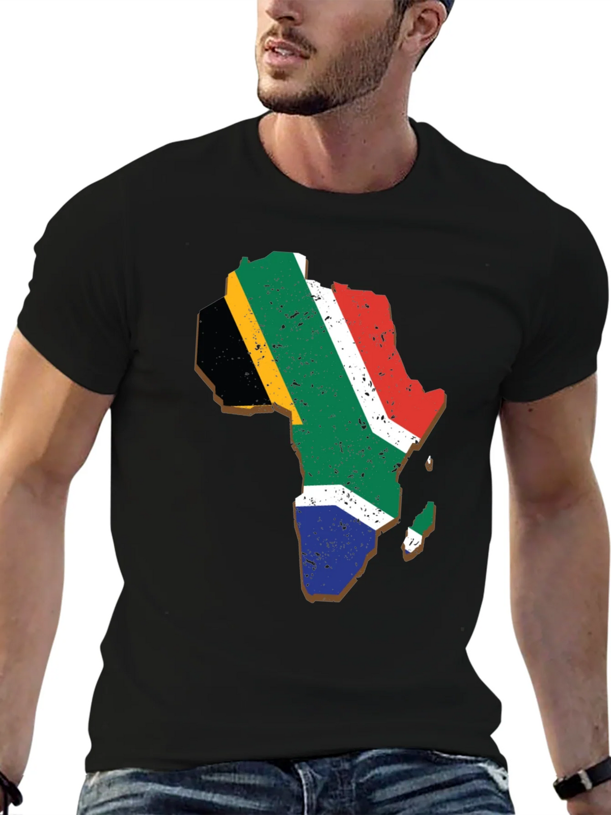 Africa Map Flag T-Shirt - Black Graphic Tee product image 5