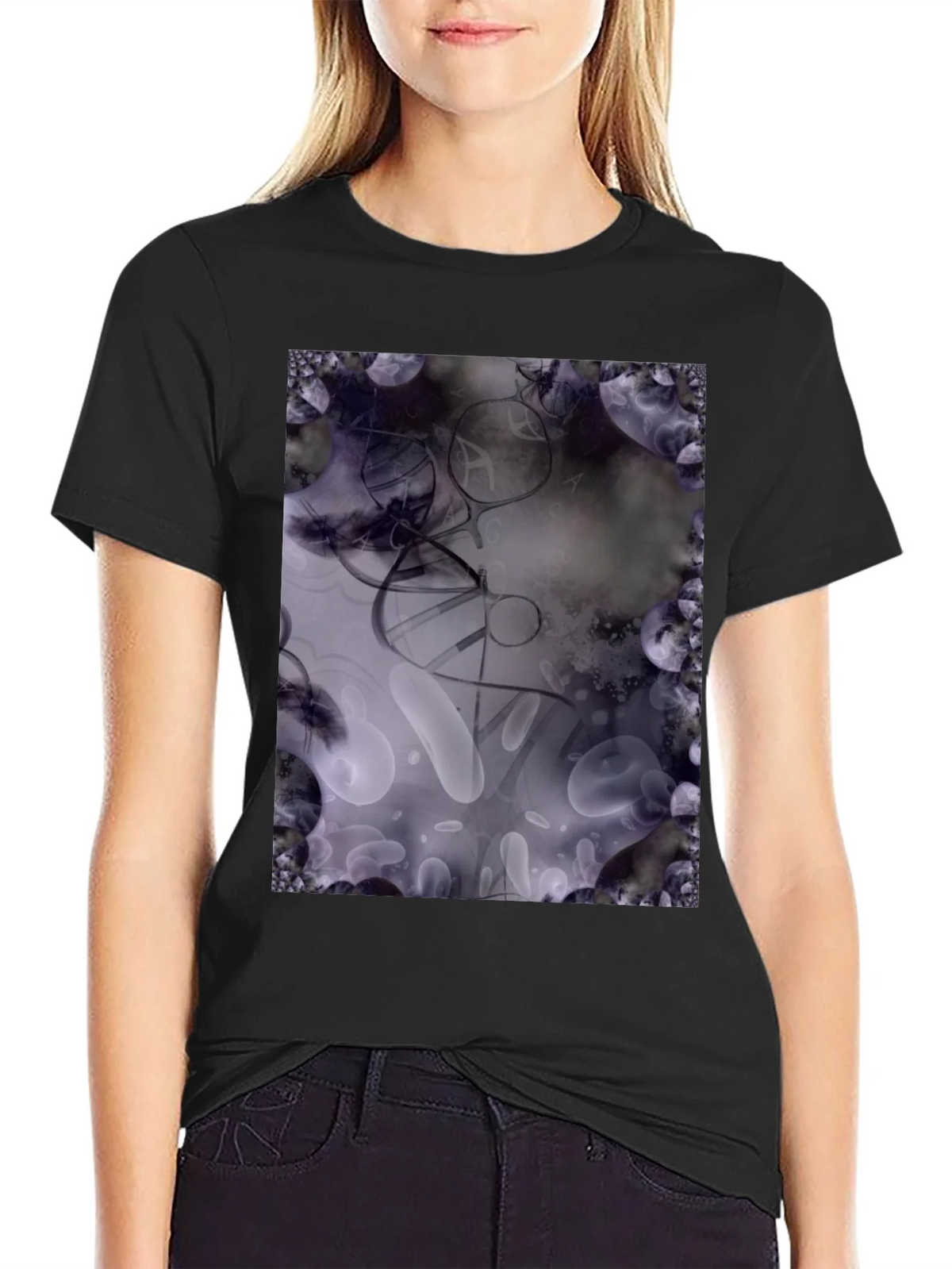 Abstract Art T-Shirt: Black Cotton Blend Tee product image 2