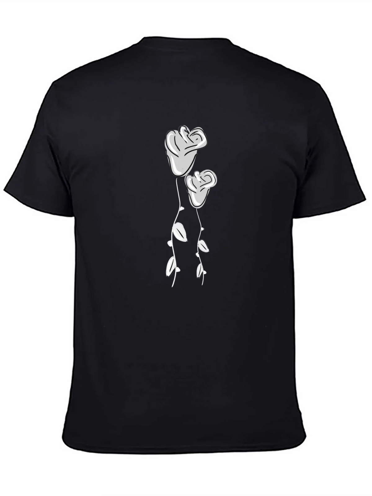 Black T-Shirt with Two Roses Graphic product image 4