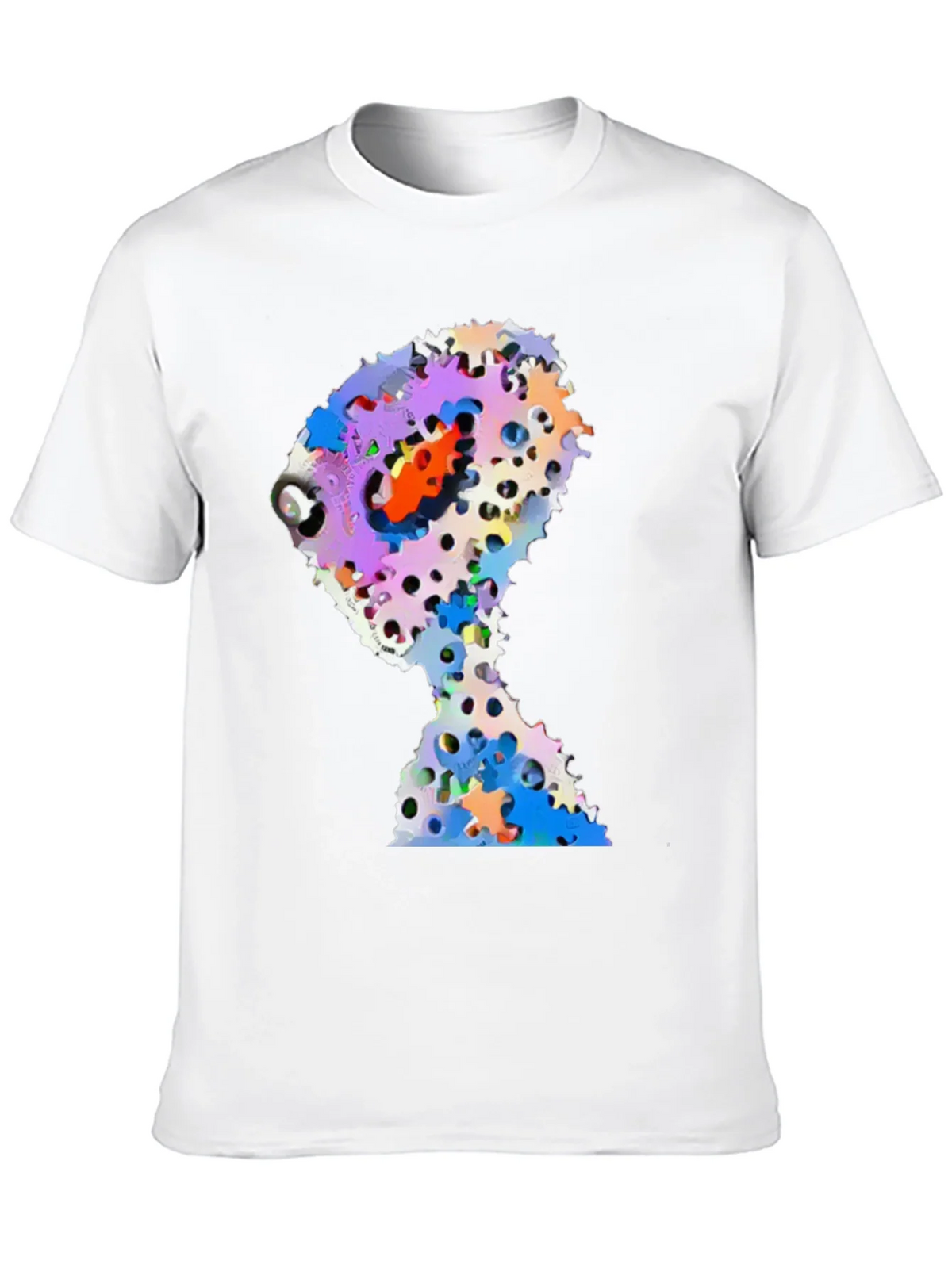 Abstract Gears Head Graphic Black Tee Shirt product image 9