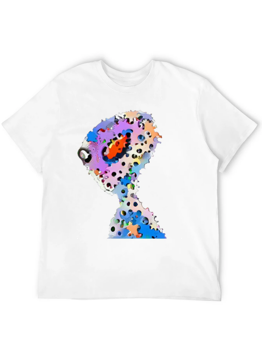 Abstract Gears Head Graphic Black Tee Shirt product image 11