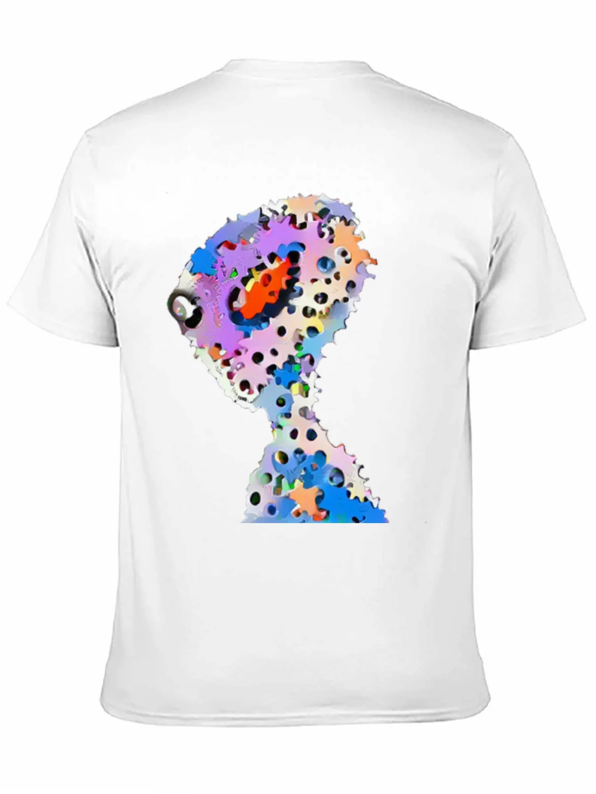 Abstract Gears Head Graphic Black Tee Shirt product image 10