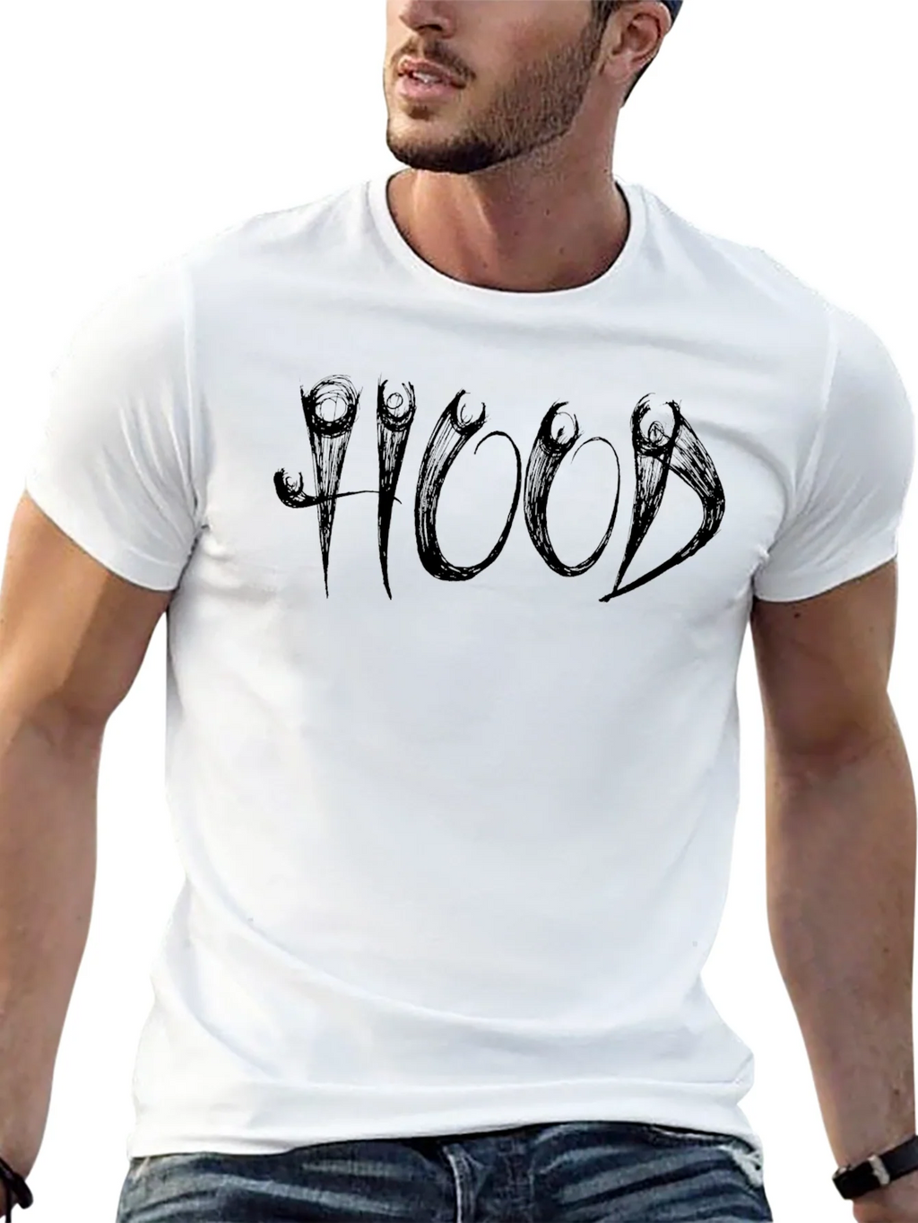 Edgy Black HOOD Graphic Tee product image 9