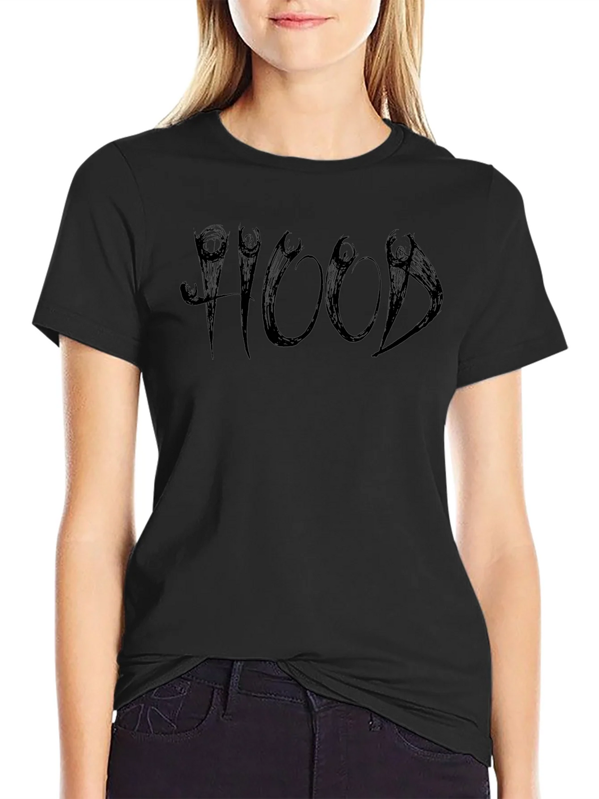 Edgy Black HOOD Graphic Tee product image 1