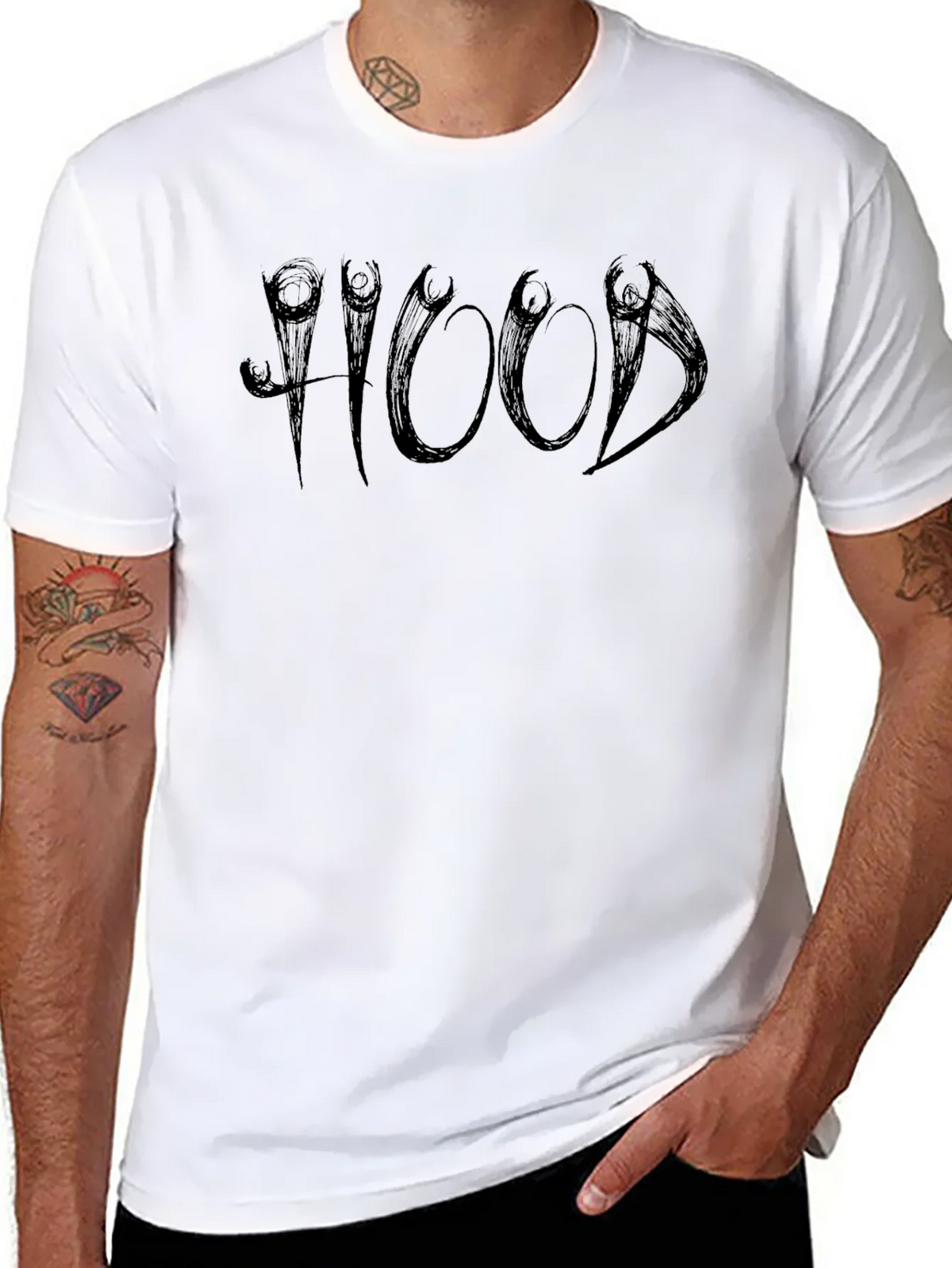 Edgy Black HOOD Graphic Tee product image 5