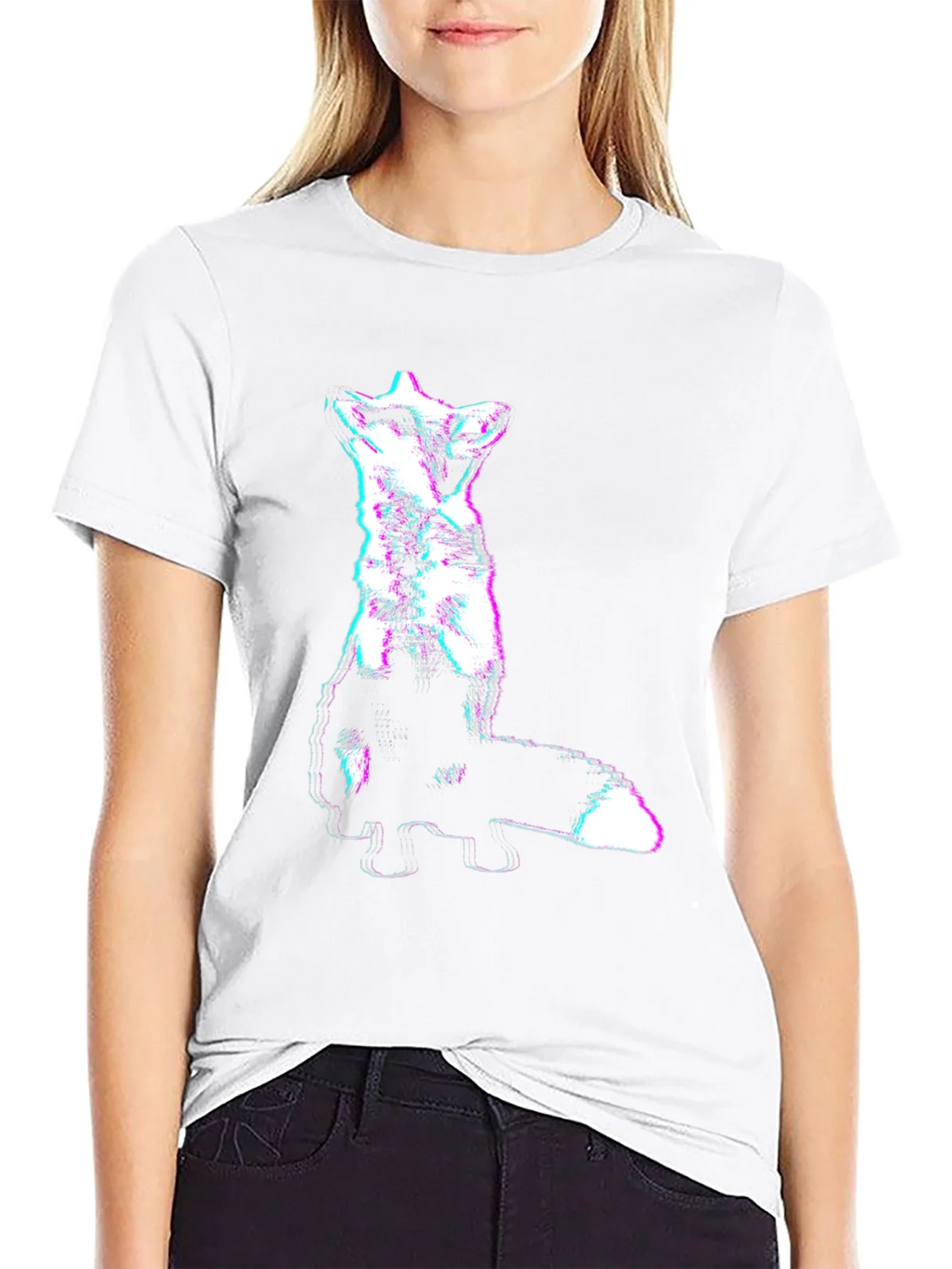 Abstract Glitch Fox Tee - Trendy Graphic T-Shirt product image 7