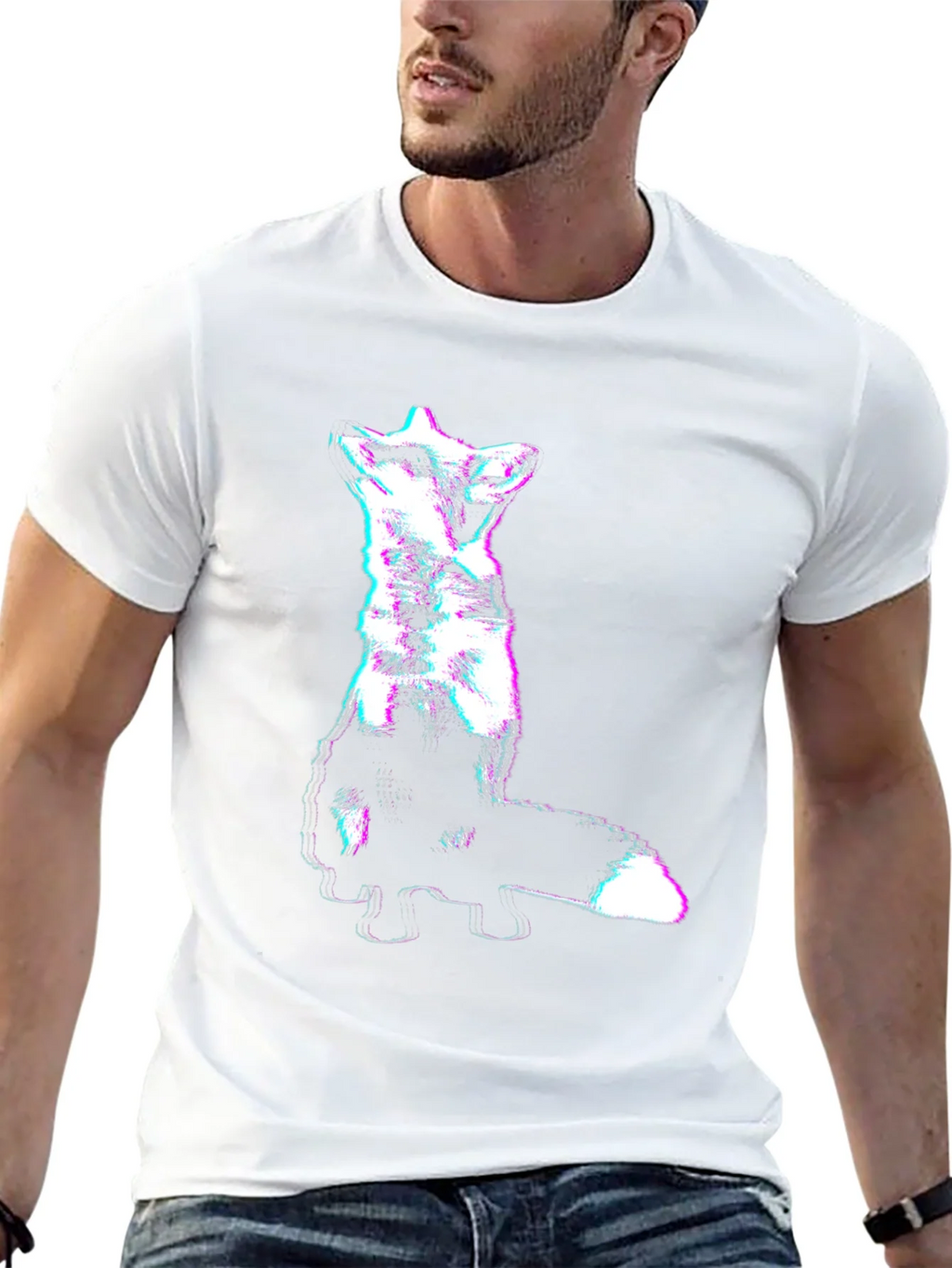 Abstract Glitch Fox Tee - Trendy Graphic T-Shirt product image 11