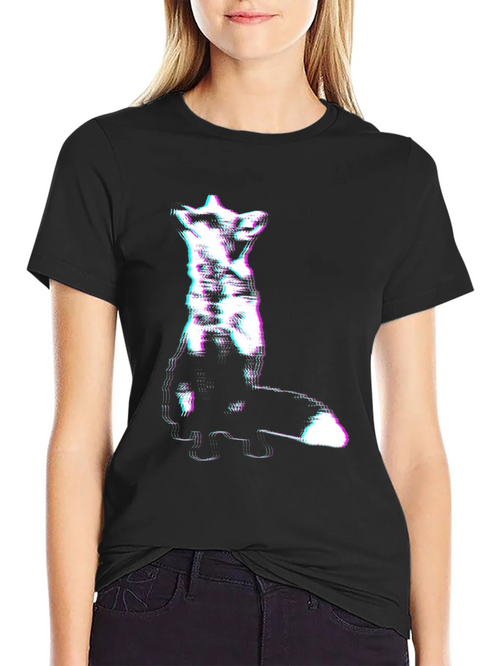 Abstract Glitch Fox Tee - Trendy Graphic T-Shirt product image 2