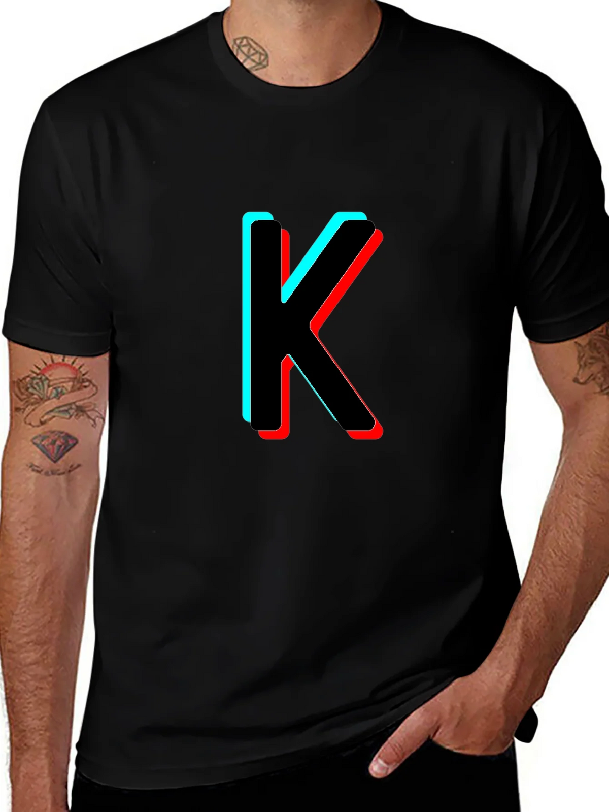 3D Letter K Black T-Shirt product image 1