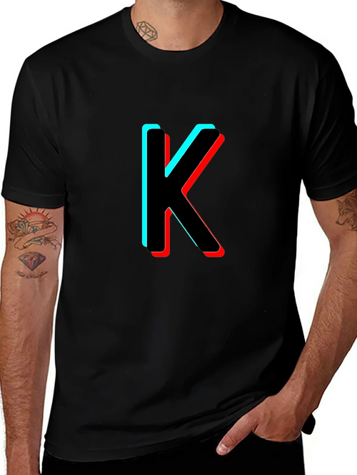 3D Letter K Black T-Shirt product image 1