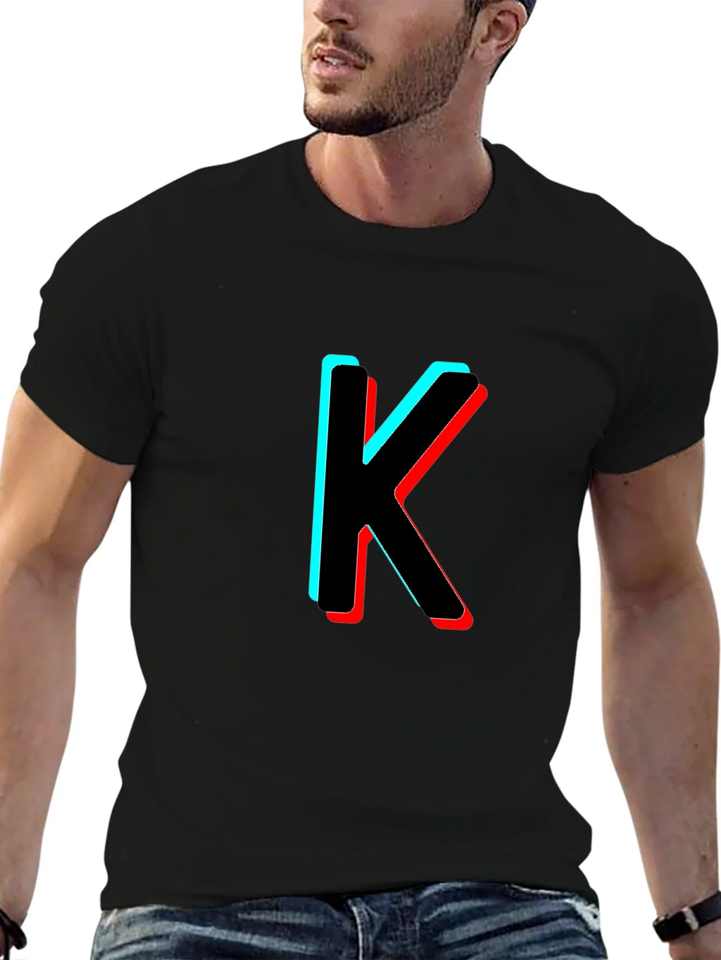 3D Letter K Black T-Shirt product image 6