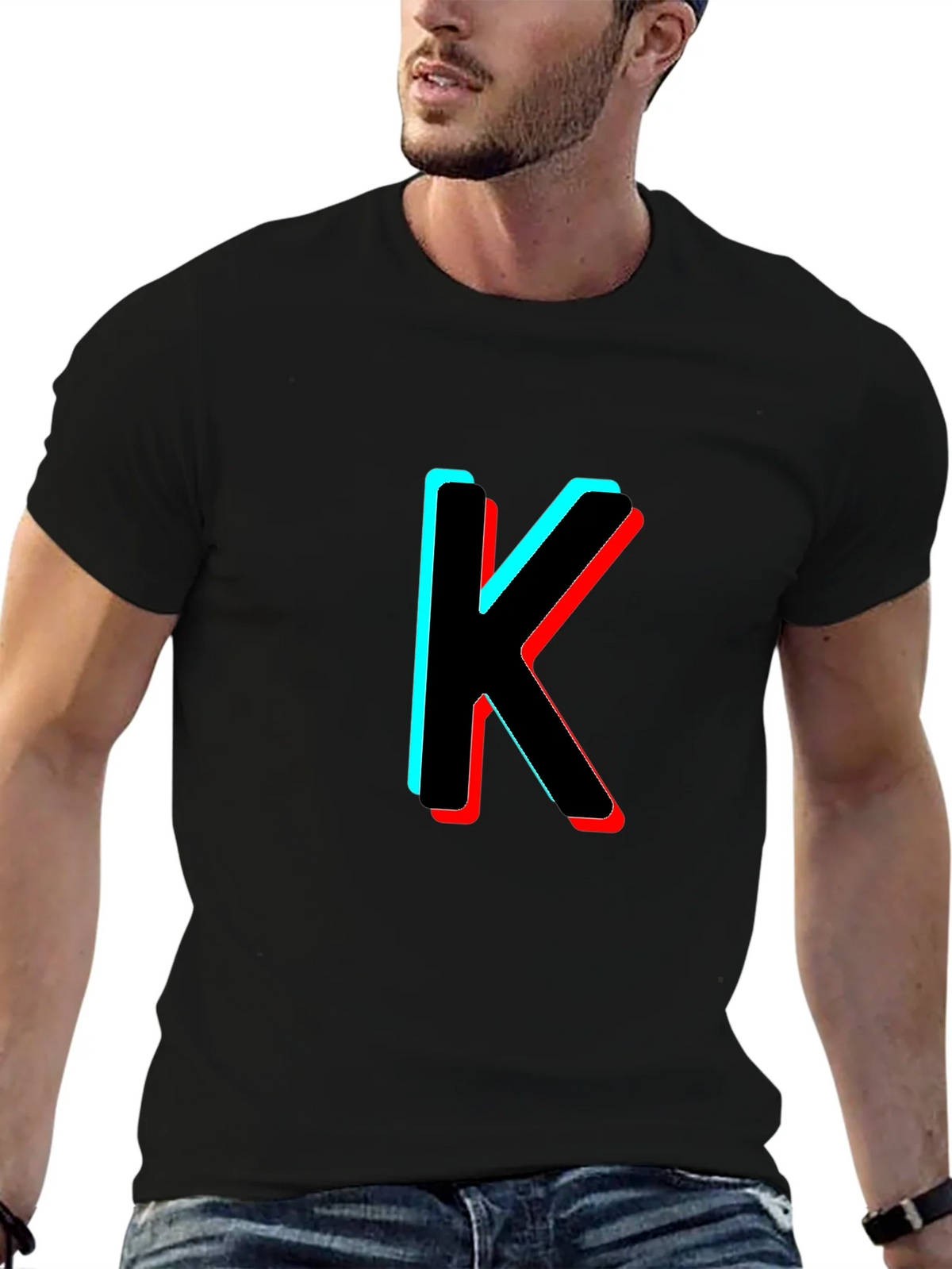 3D Letter K Black T-Shirt product image 6