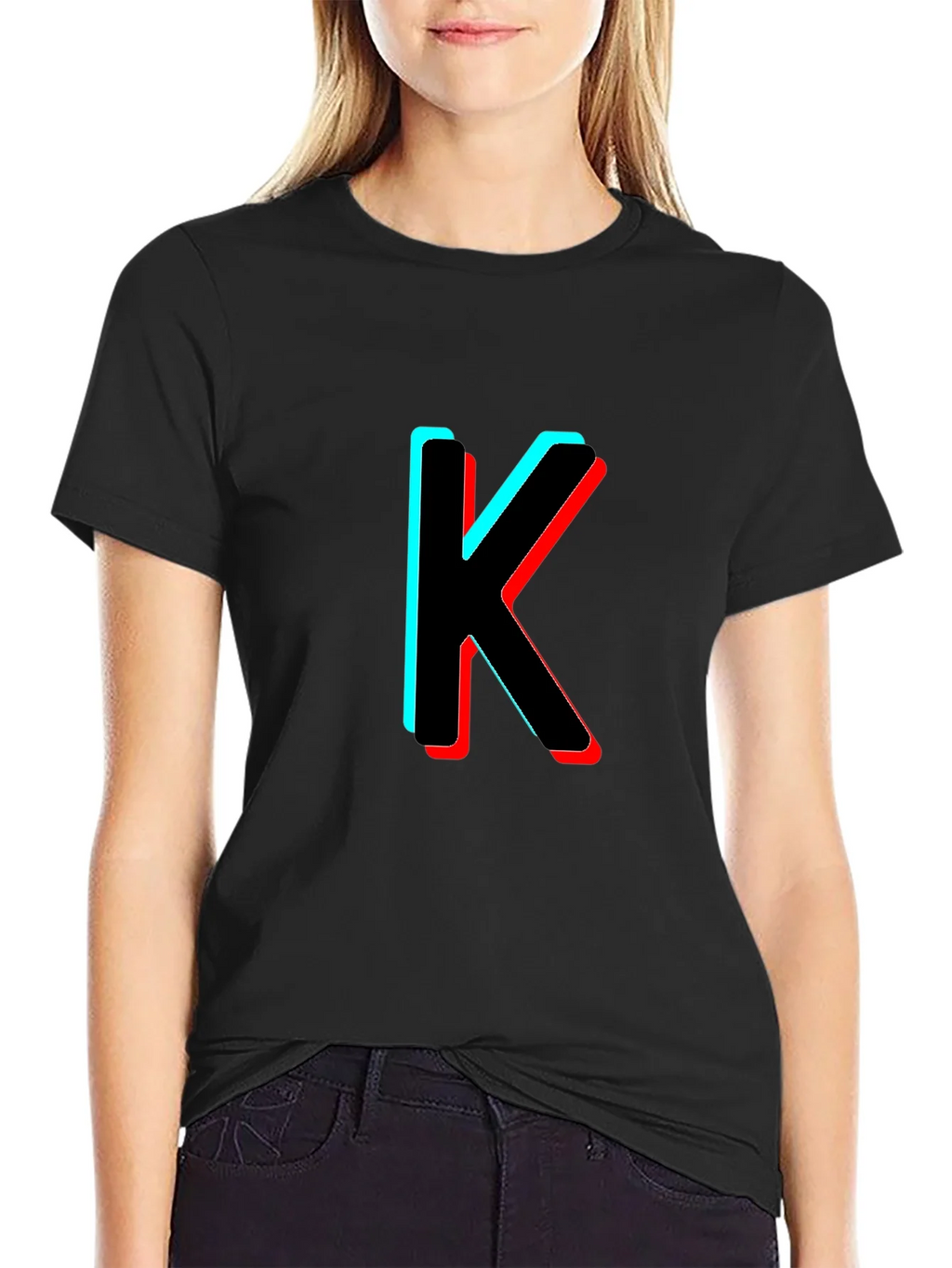 3D Letter K Black T-Shirt product image 2