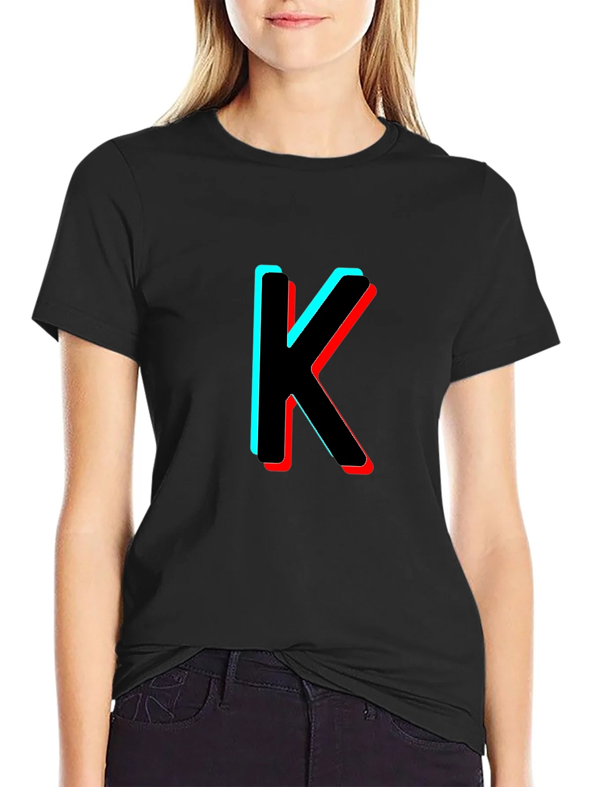 3D Letter K Black T-Shirt product image 2