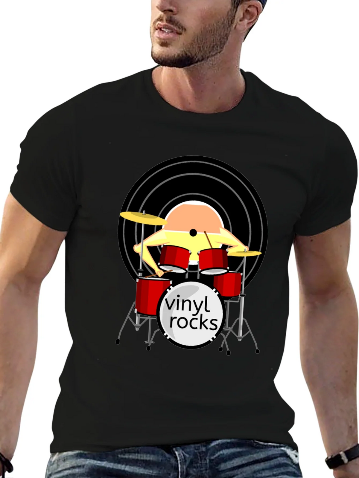 Vinyl Rocks Drum Set Graphic Tee product image 6