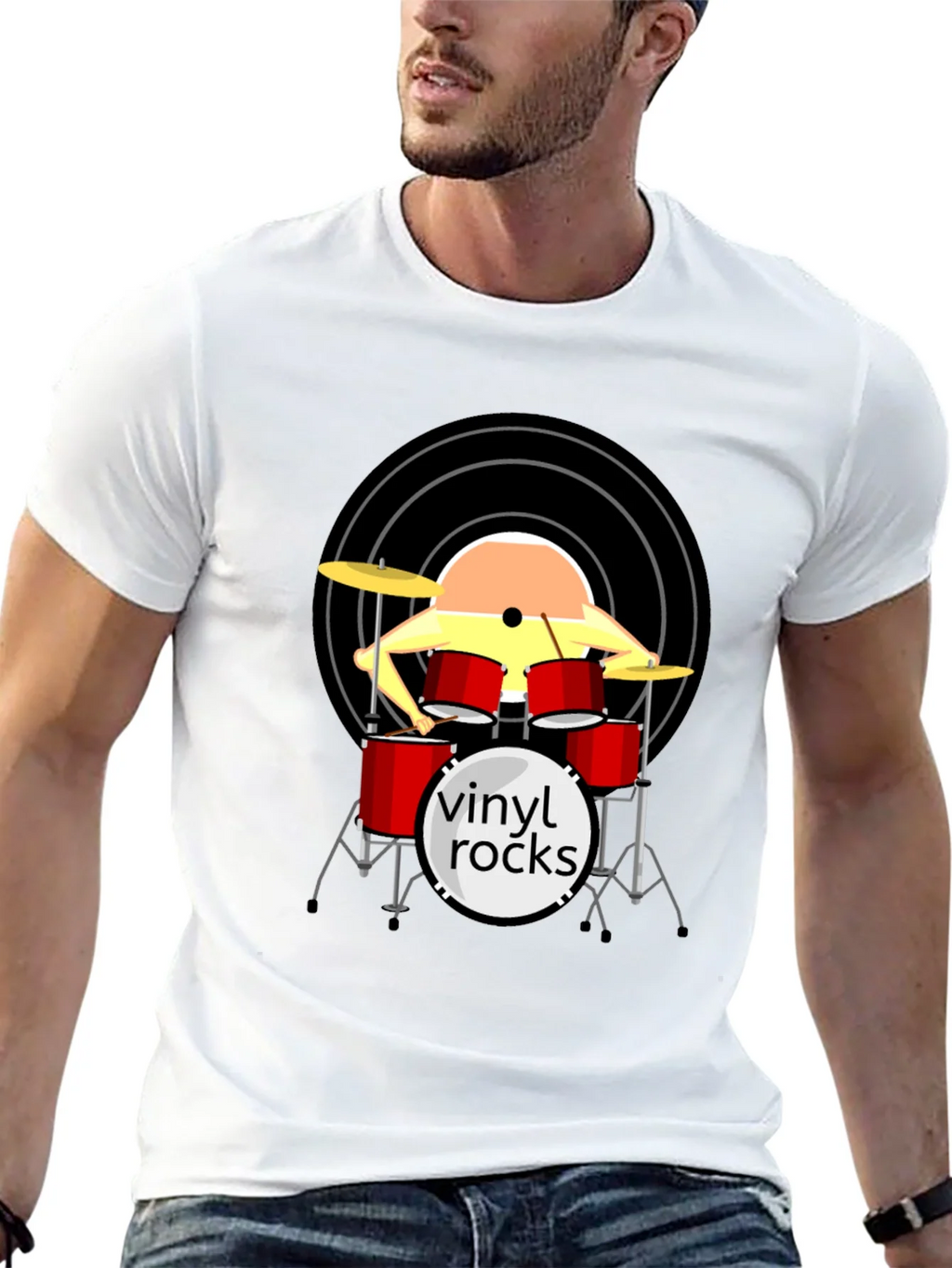 Vinyl Rocks Drum Set Graphic Tee product image 10