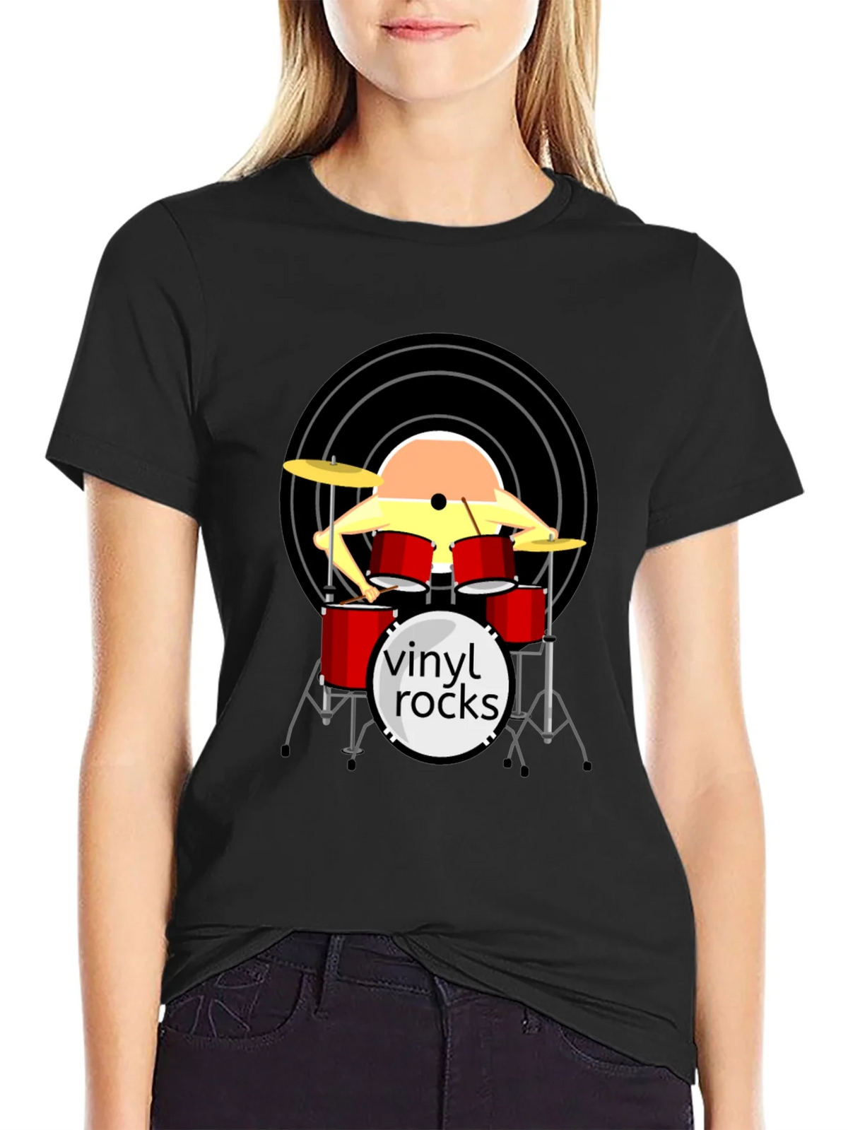 Vinyl Rocks Drum Set Graphic Tee product image 2