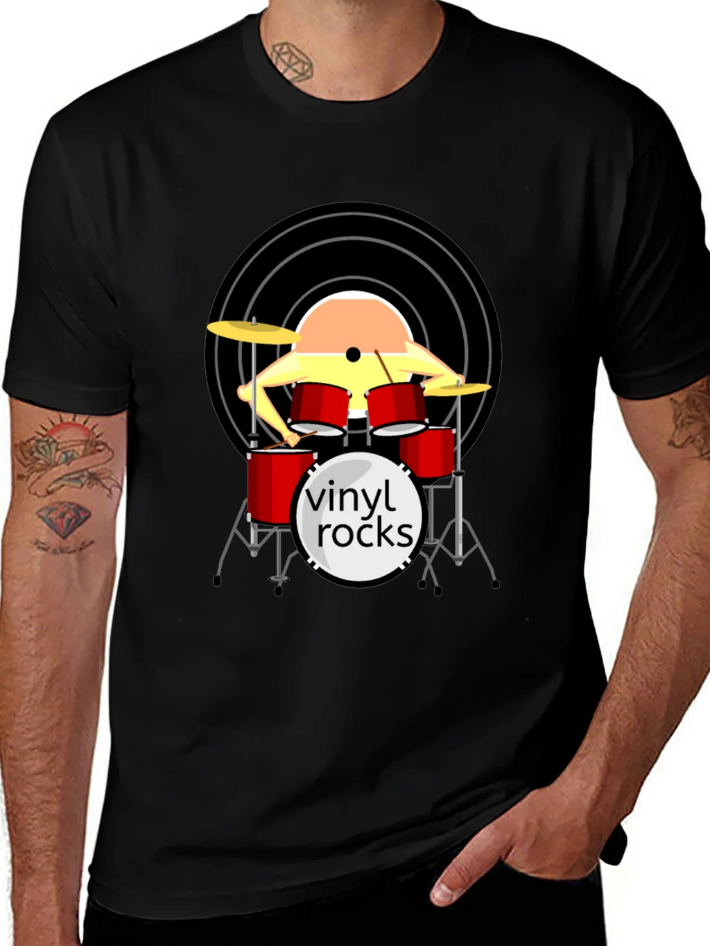 Vinyl Rocks Drum Set Graphic Tee product image 1