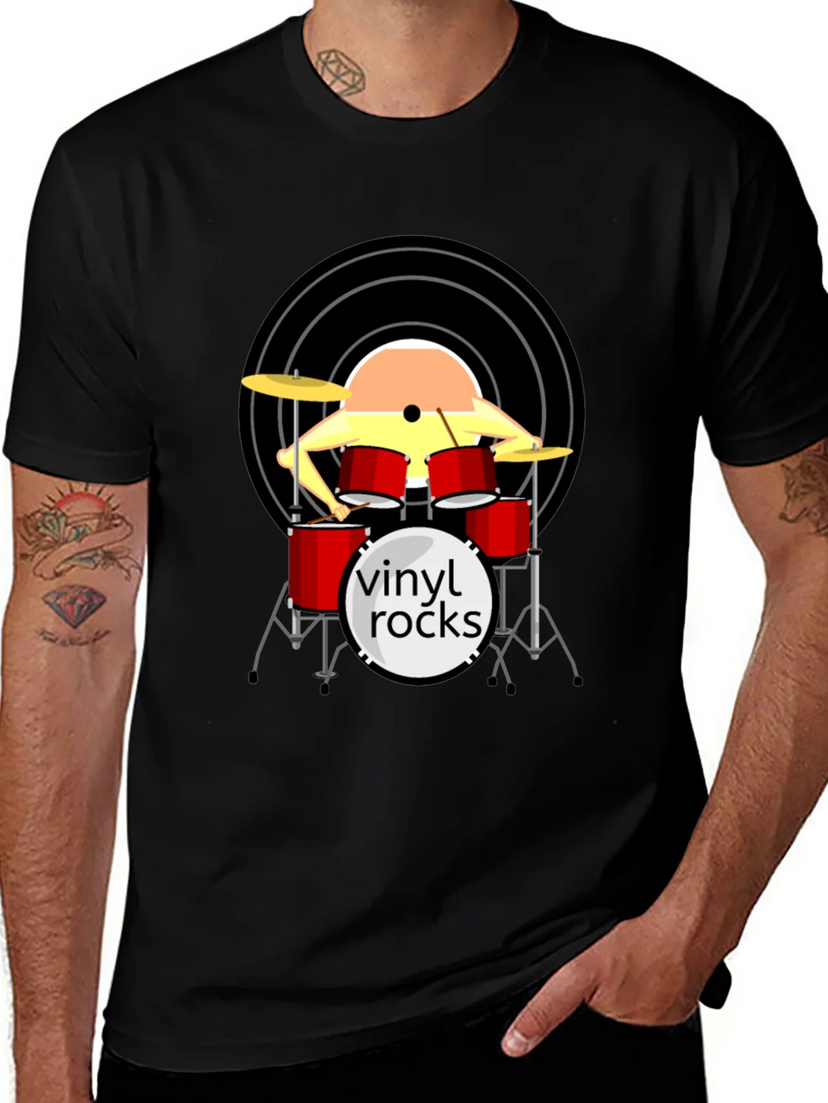 Vinyl Rocks Drum Set Graphic Tee product image 1