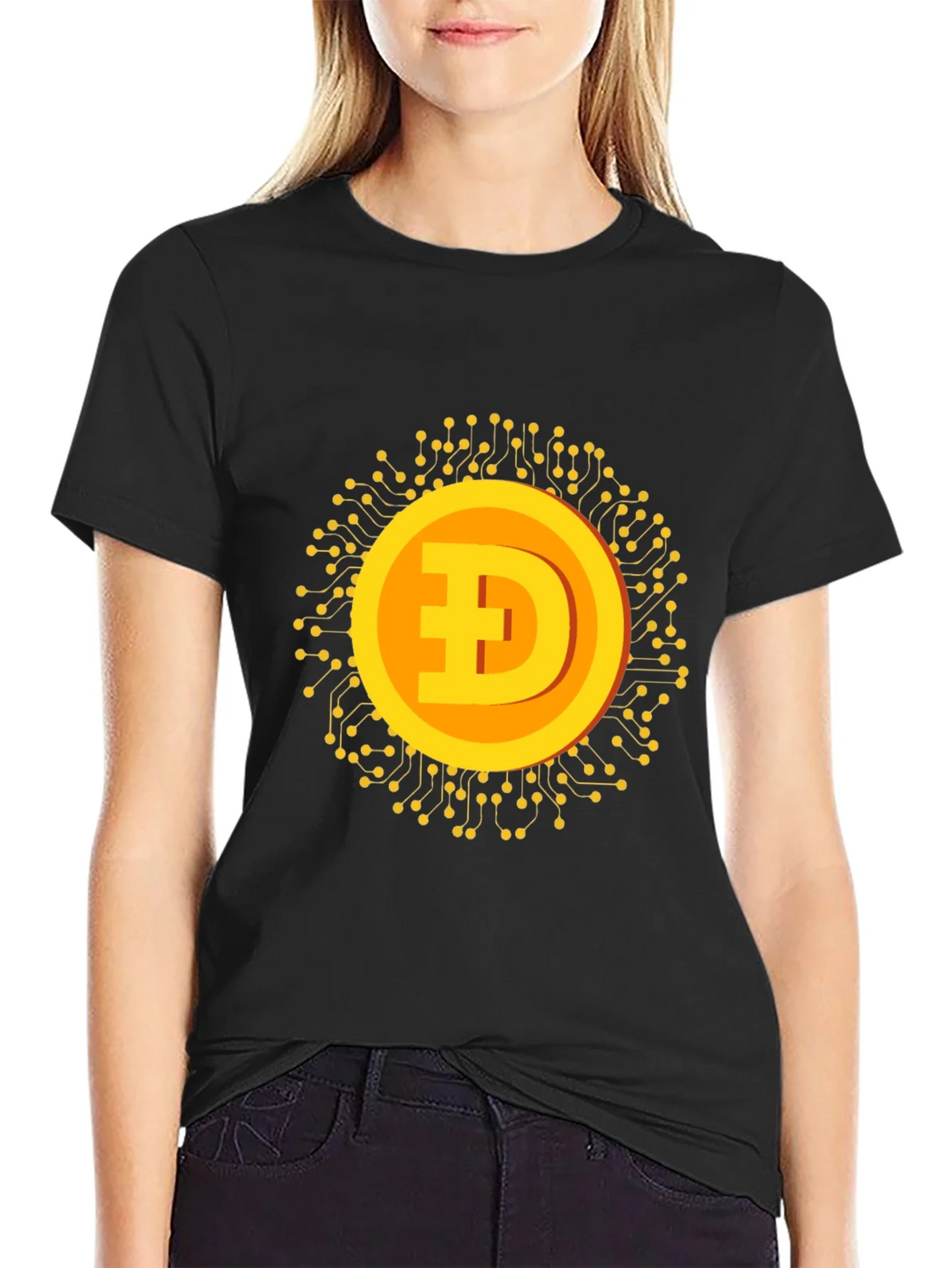 Dogecoin Crypto Graphic T-Shirt - Black product image 2