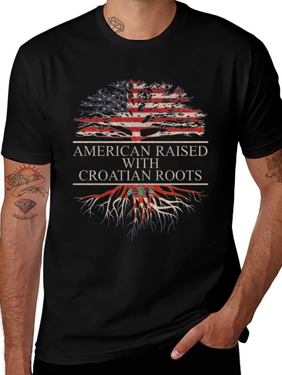 American Raised With Croatian Roots T-Shirt product image 1