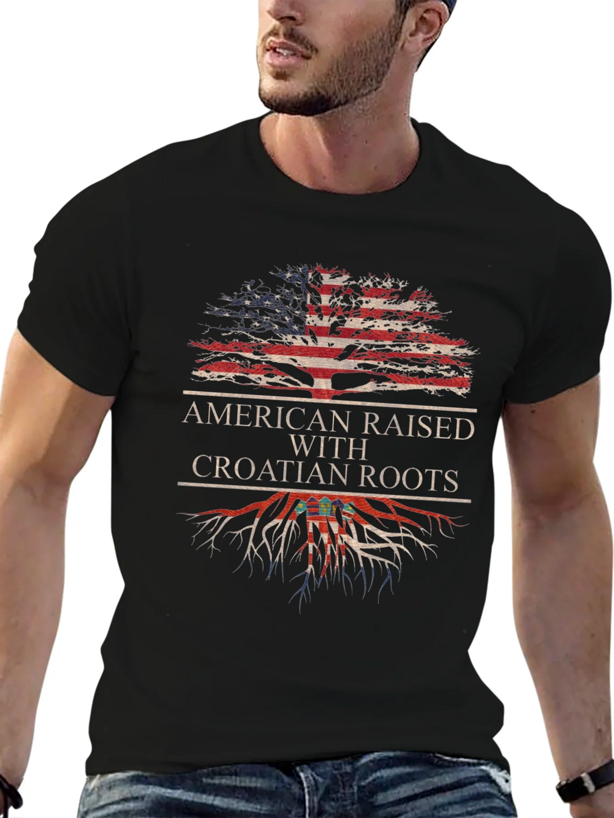 American Raised With Croatian Roots T-Shirt product image 4