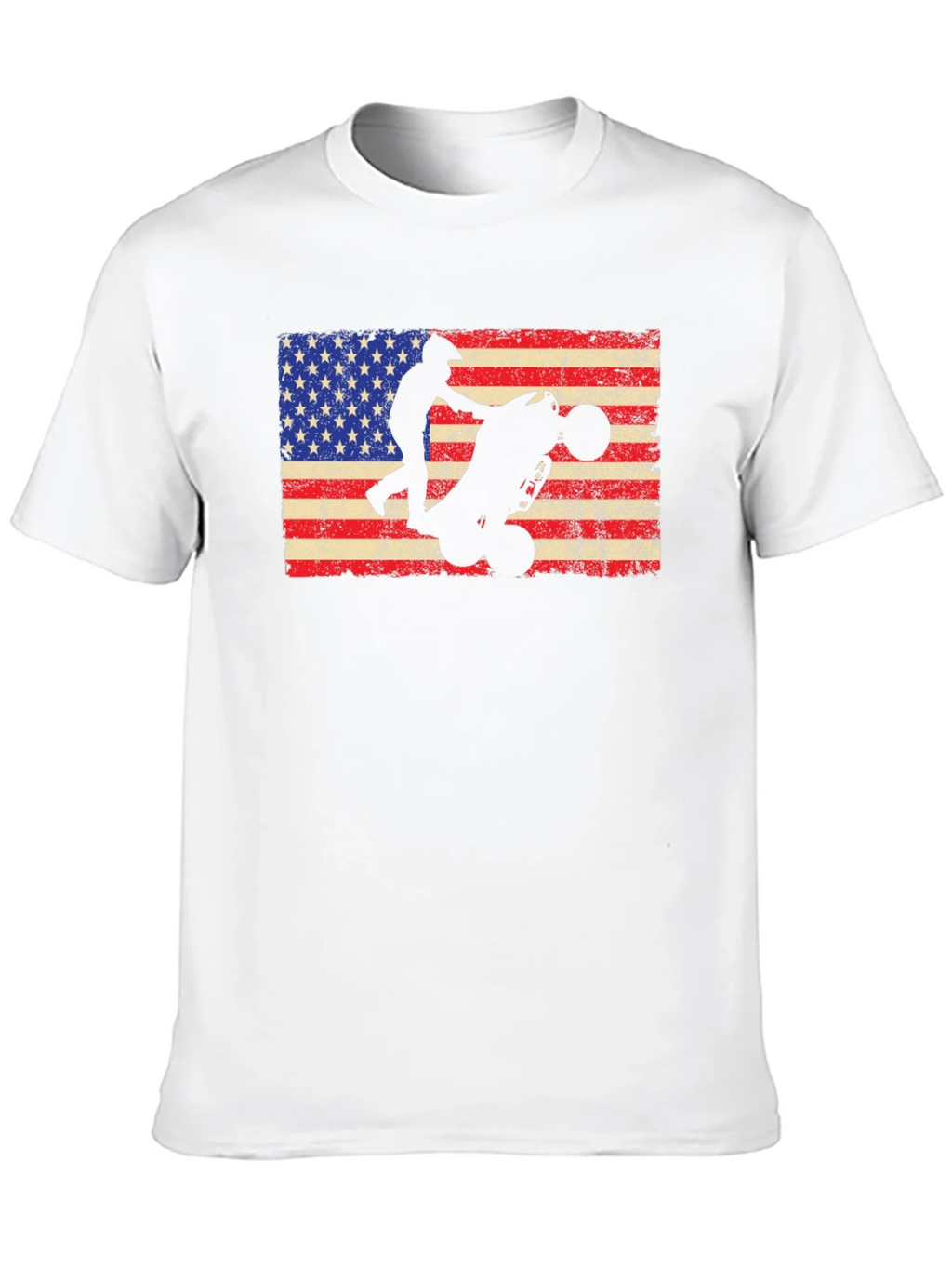 USA Flag ATV Rider Graphic Tee - Black Cotton T-Shirt product image 8