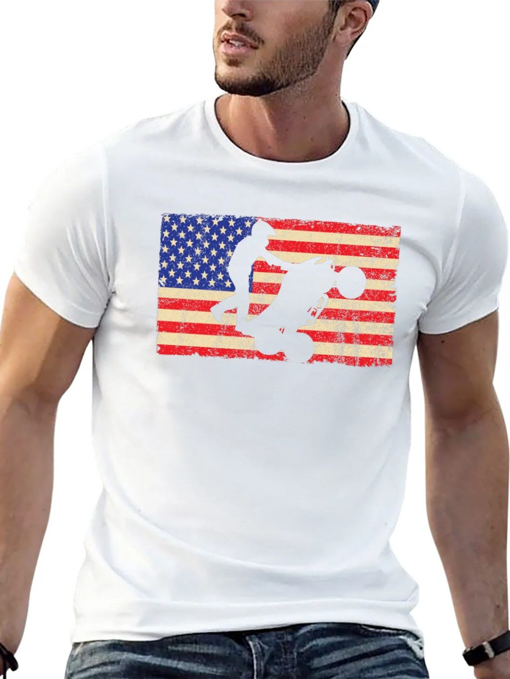 USA Flag ATV Rider Graphic Tee - Black Cotton T-Shirt product image 11