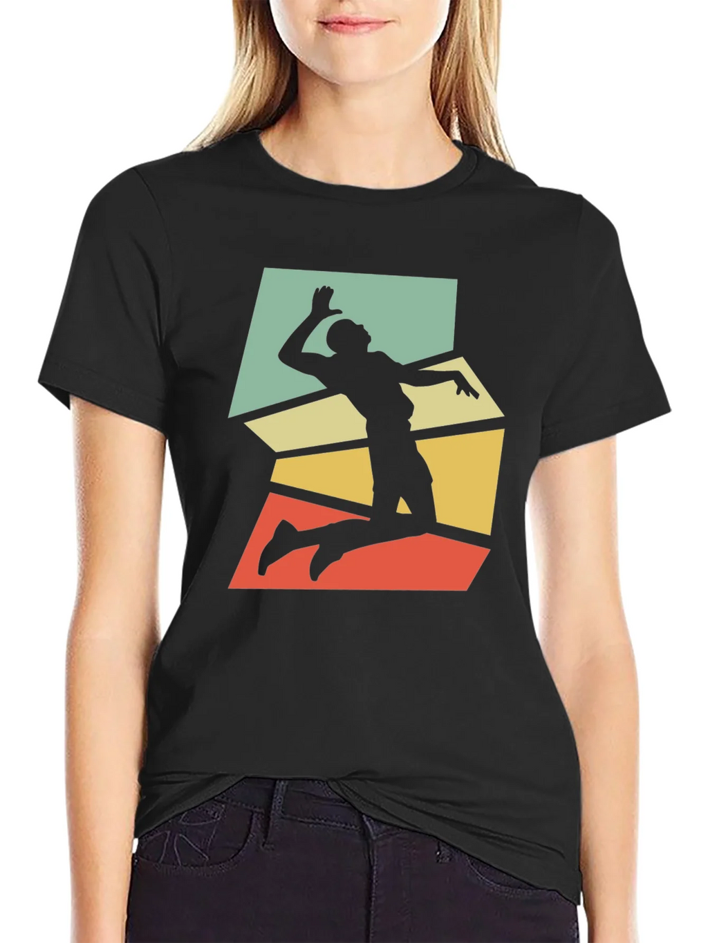 Retro Volleyball Player Graphic Tee - Black product image 2