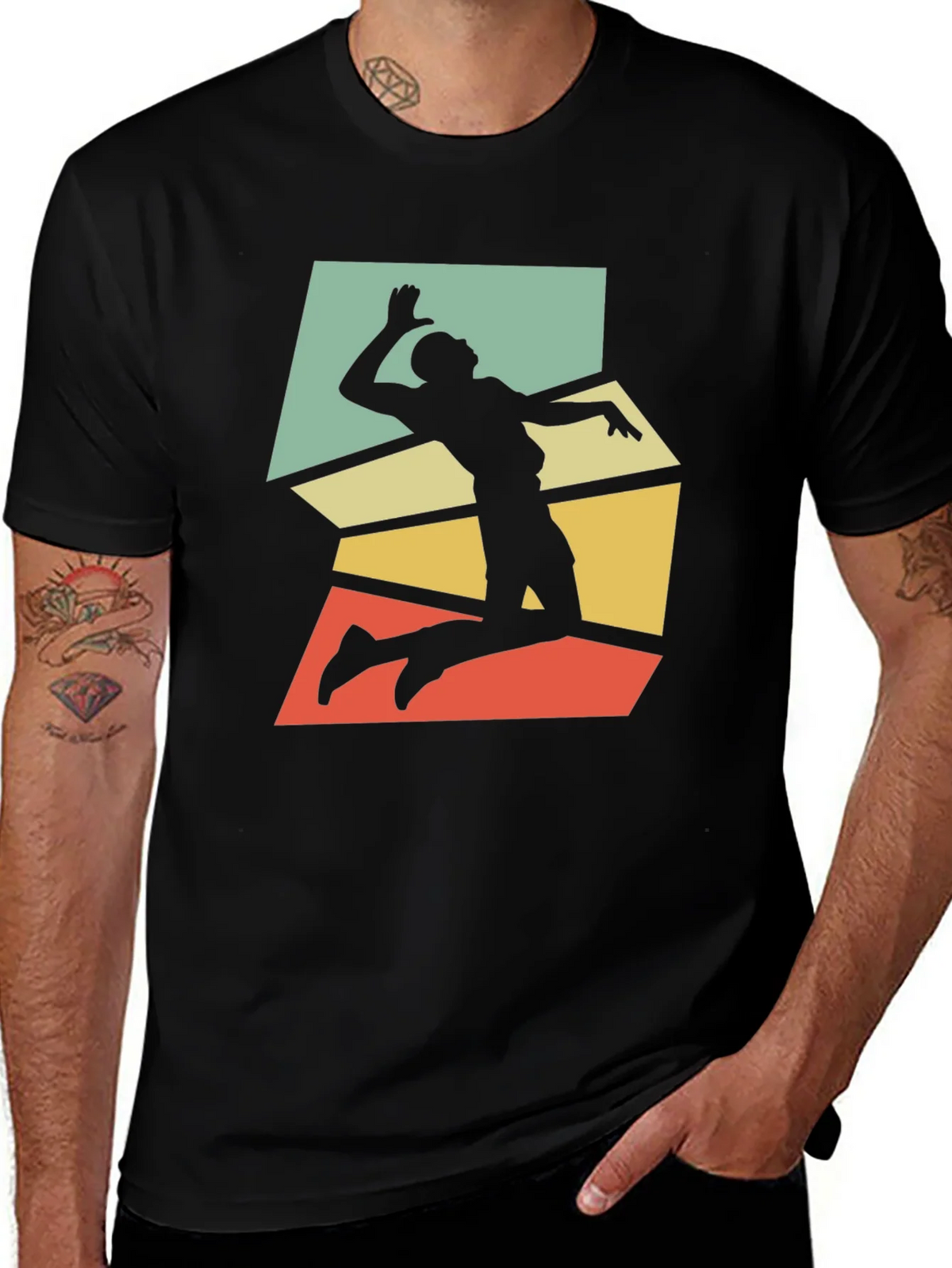 Retro Volleyball Player Graphic Tee - Black product image 1