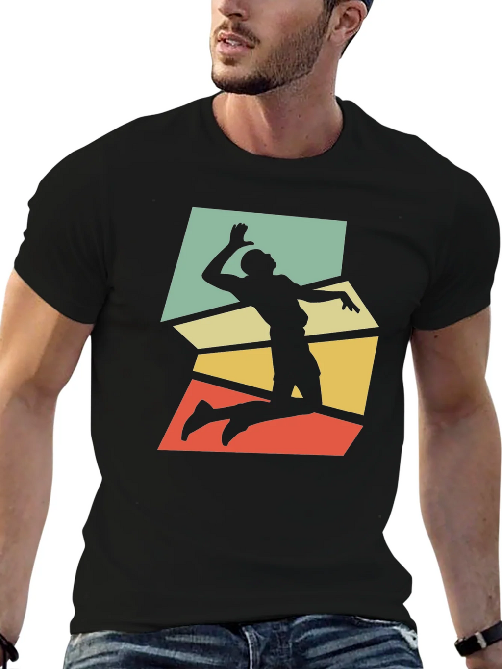 Retro Volleyball Player Graphic Tee - Black product image 6
